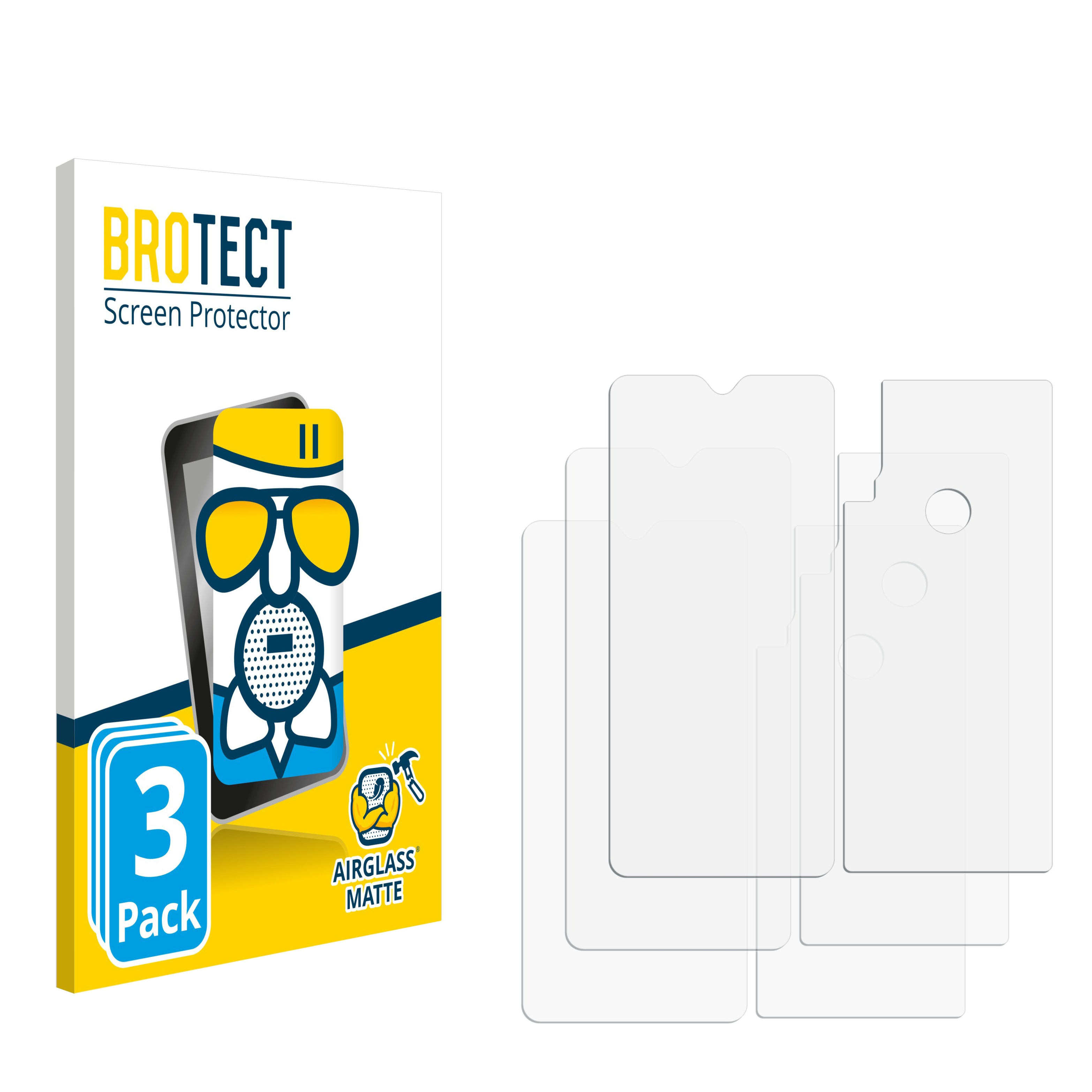 3x BROTECT AirGlass matná skleněná fólie pro Alcatel 1S 2020 (přední + zadní strana)