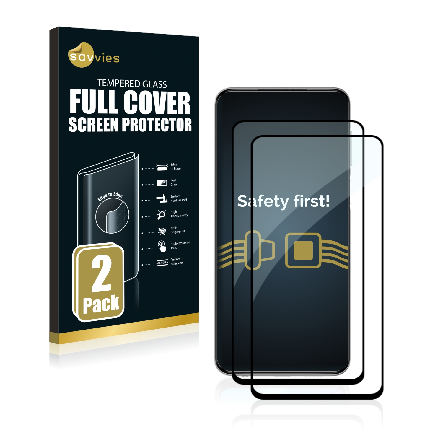 2x Savvies Xtreme Glass 2.5D Full Cover 3D tvrzené sklo pro Xiaomi Redmi Note 9 Pro 5G (černý)