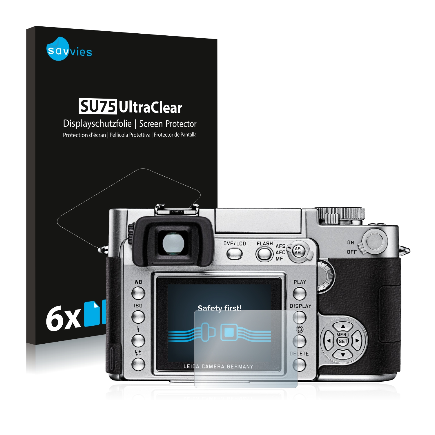 6x Savvies SU75 čirá ochranná fólie pro Leica Digilux 3