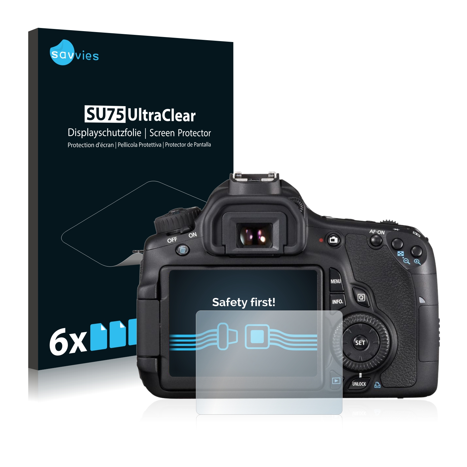 6x Savvies SU75 čirá ochranná fólie pro Canon EOS 60D