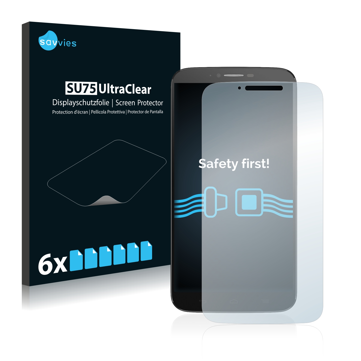 6x Savvies SU75 čirá ochranná fólie pro Alcatel One Touch Hero 2