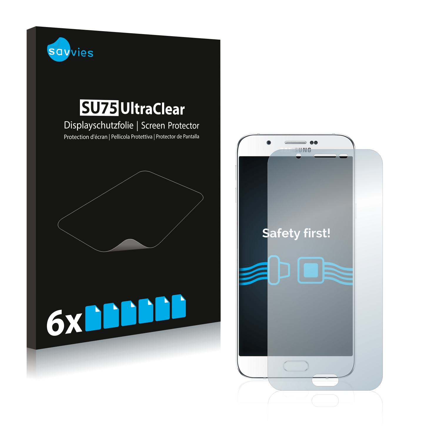 6x Savvies SU75 čirá ochranná fólie pro Samsung Galaxy A8 2015