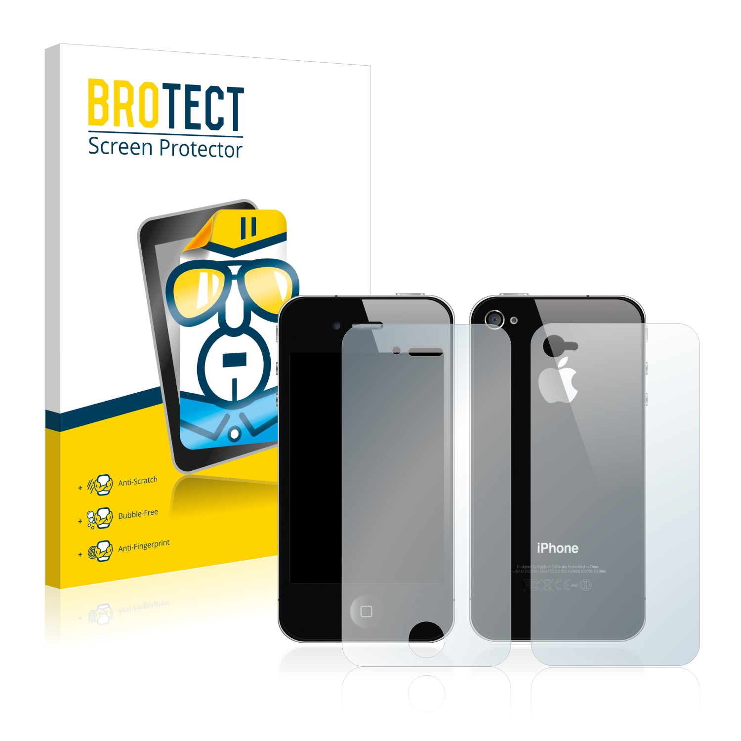 2x BROTECT Displayschutz-Folie pro Apple iPhone 4 (displej+zadní strana)