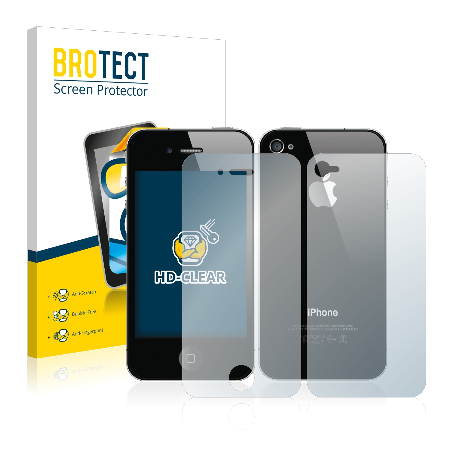 2x BROTECT Displayschutz-Folie pro Apple iPhone 4S (displej+zadní strana)