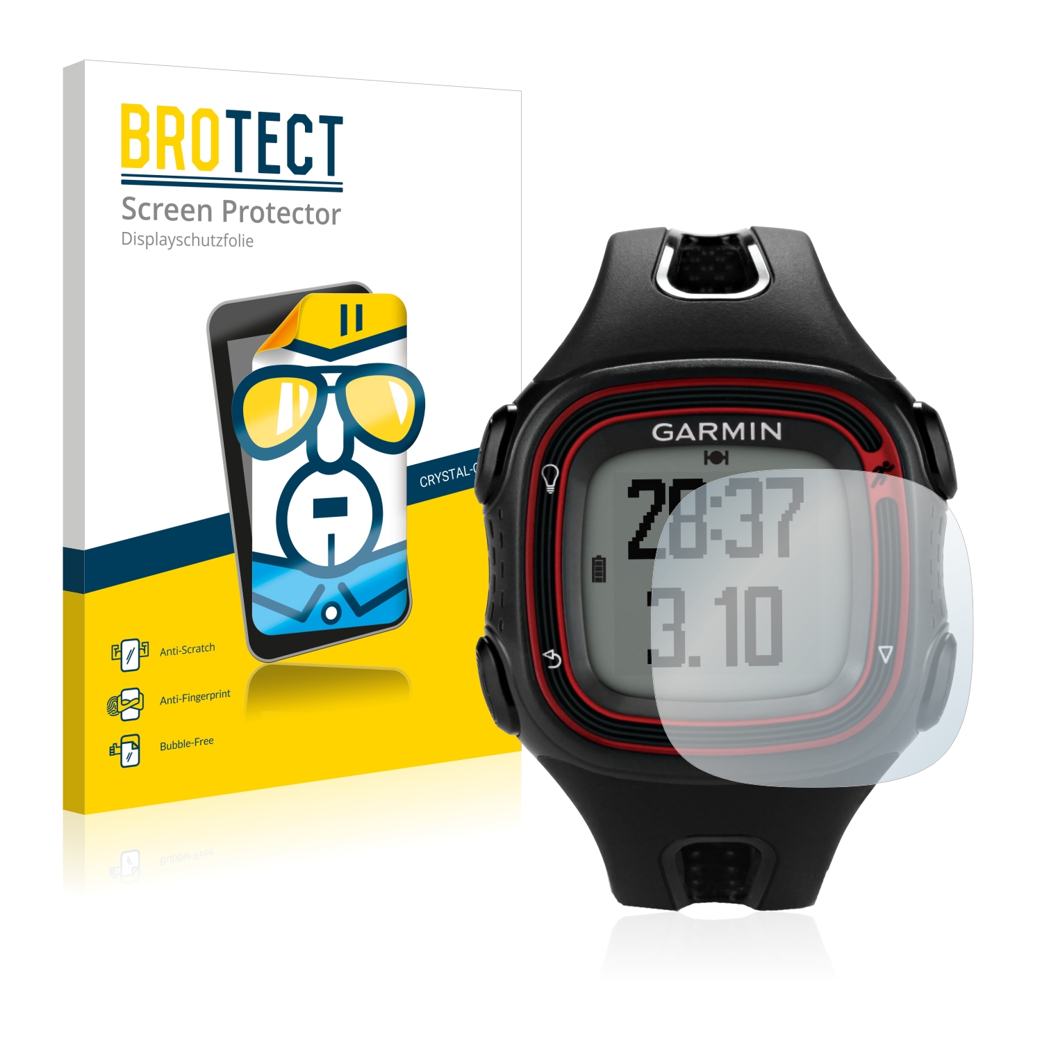2x BROTECT Displayschutz-Folie pro Garmin Forerunner 10 Black/Red