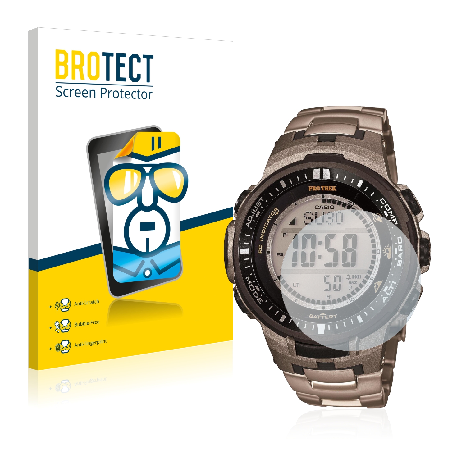 2x BROTECT Displayschutz-Folie pro Casio Pro Trek PRW-3000T-7JF