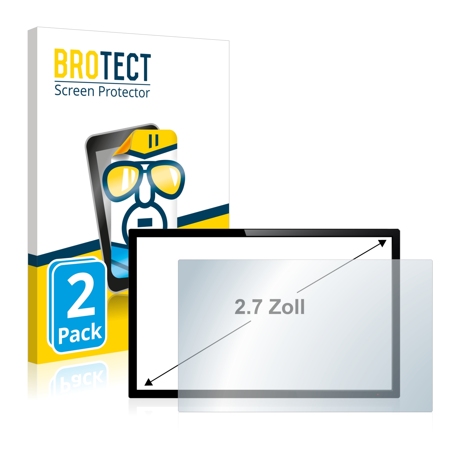 2x BROTECT Displayschutz-Folie pro dotykový panel s 2.7 palcovým displejem [55 mm x 41 mm, 4:3]