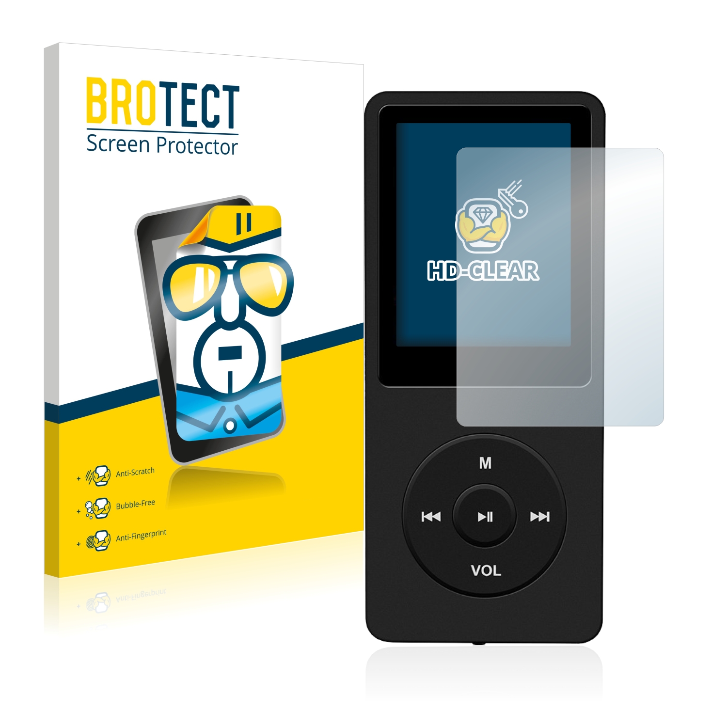 2x BROTECT Displayschutz-Folie pro AGPtek 8GB MP3-Player