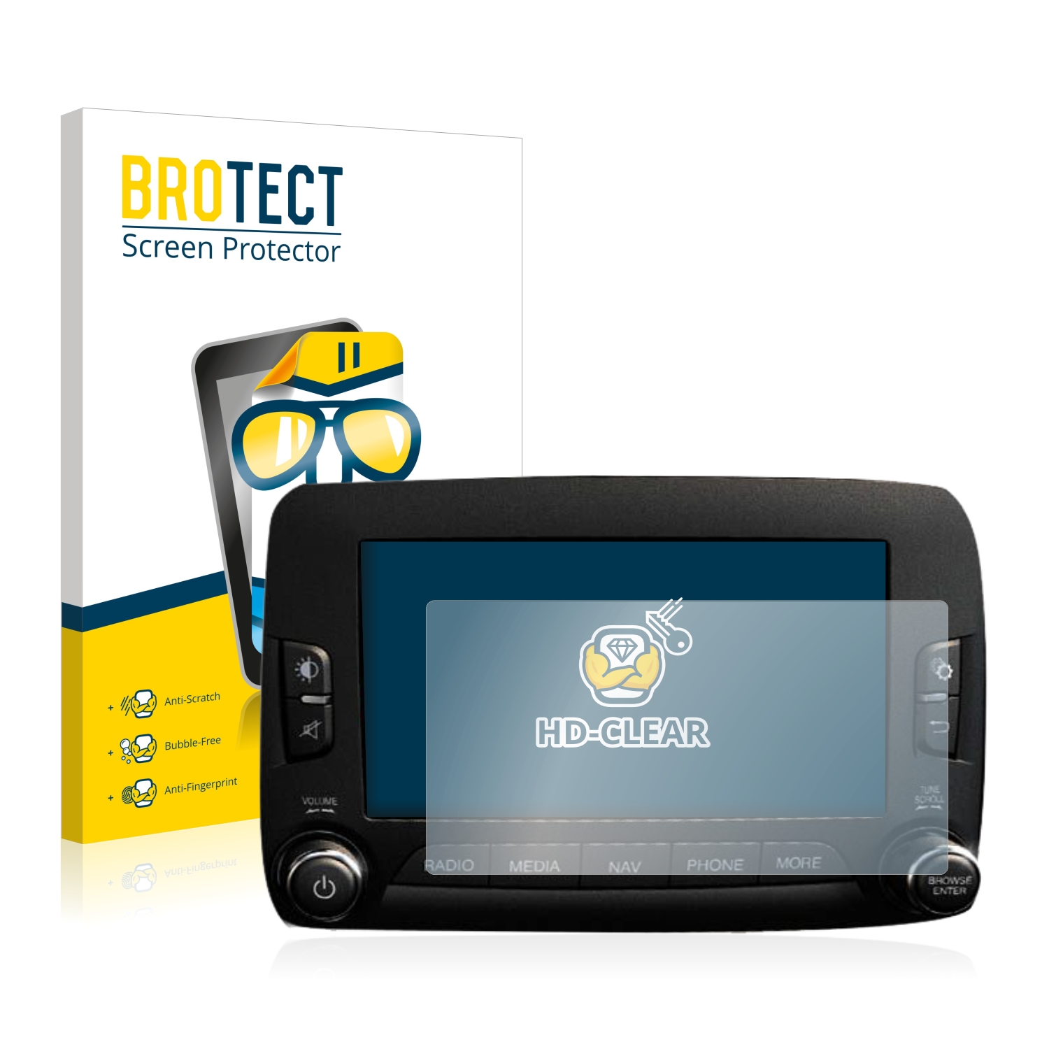 2x BROTECT Displayschutz-Folie pro Fiat 500X 2016-2019 Uconnect 6.5