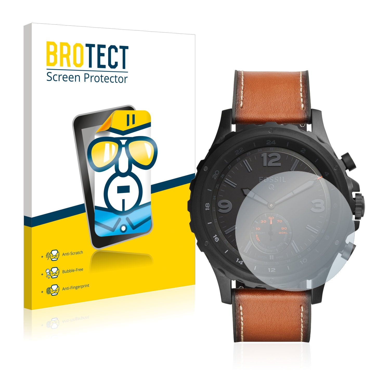 2x BROTECT Displayschutz-Folie pro Fossil Q Nate