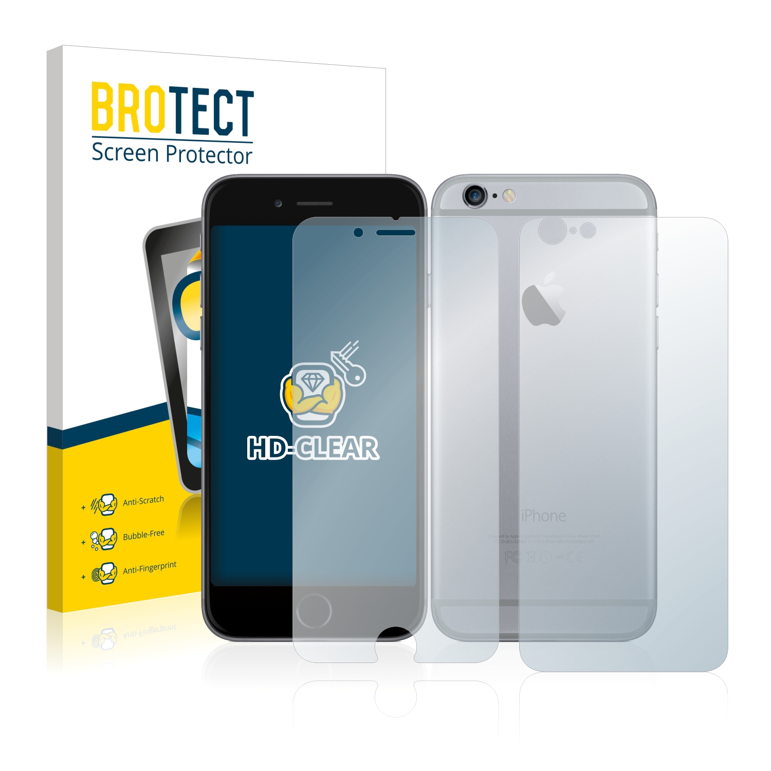 2x BROTECT Displayschutz-Folie pro Apple iPhone 6 (displej+zadní strana)