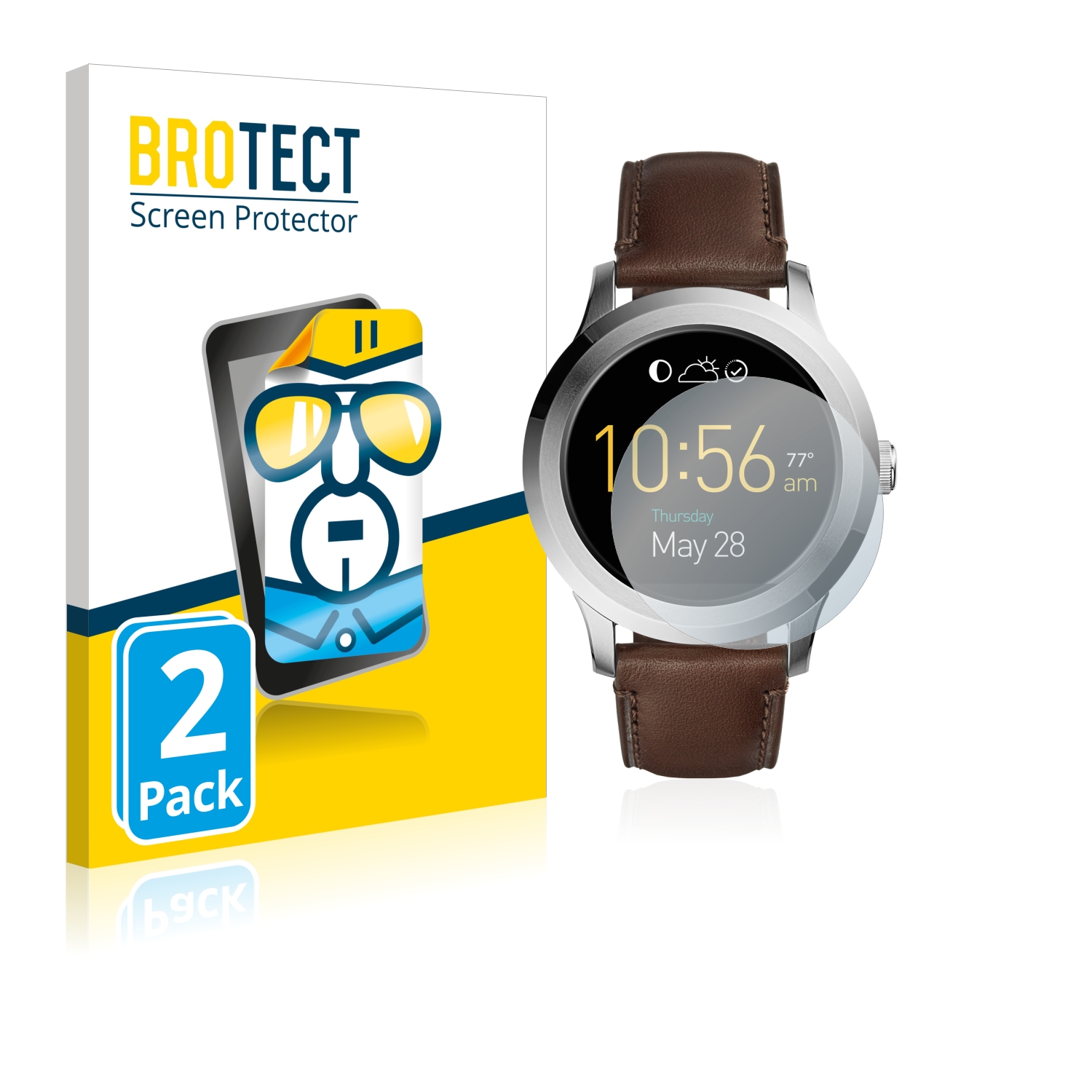 2x BROTECT Displayschutz-Folie pro Fossil Q Founder 2.0
