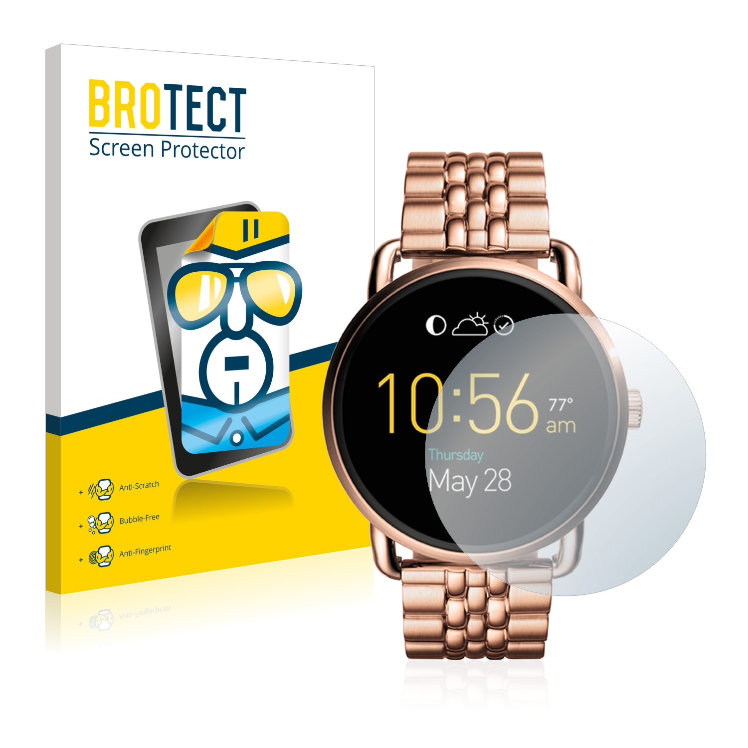 2x BROTECT Displayschutz-Folie pro Fossil Q Wander