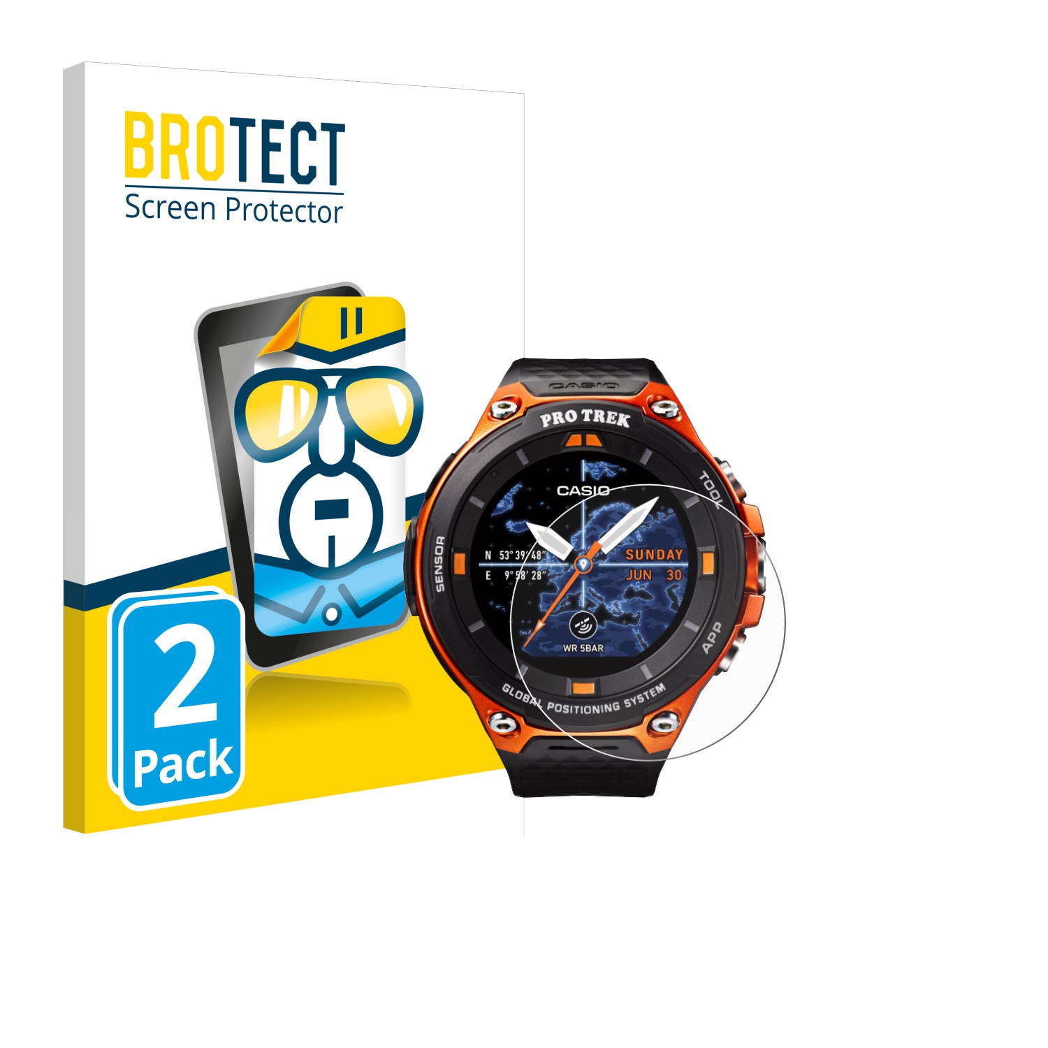 2x BROTECT Displayschutz-Folie pro Casio WSD-F20