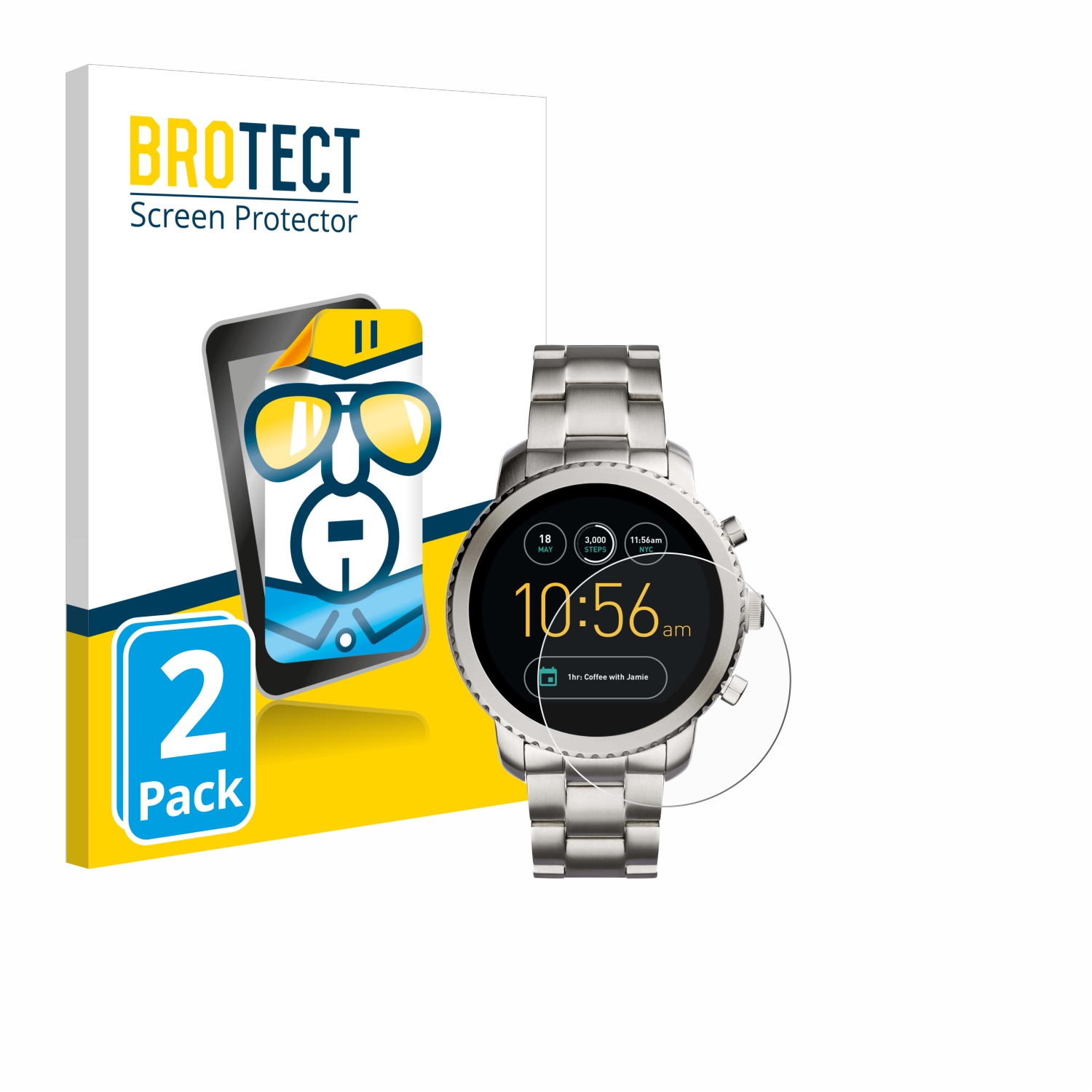 2x BROTECT Displayschutz-Folie pro Fossil Q Explorist
