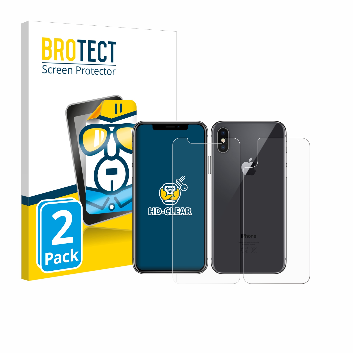 2x BROTECT Displayschutz-Folie pro Apple iPhone X (displej+zadní strana)