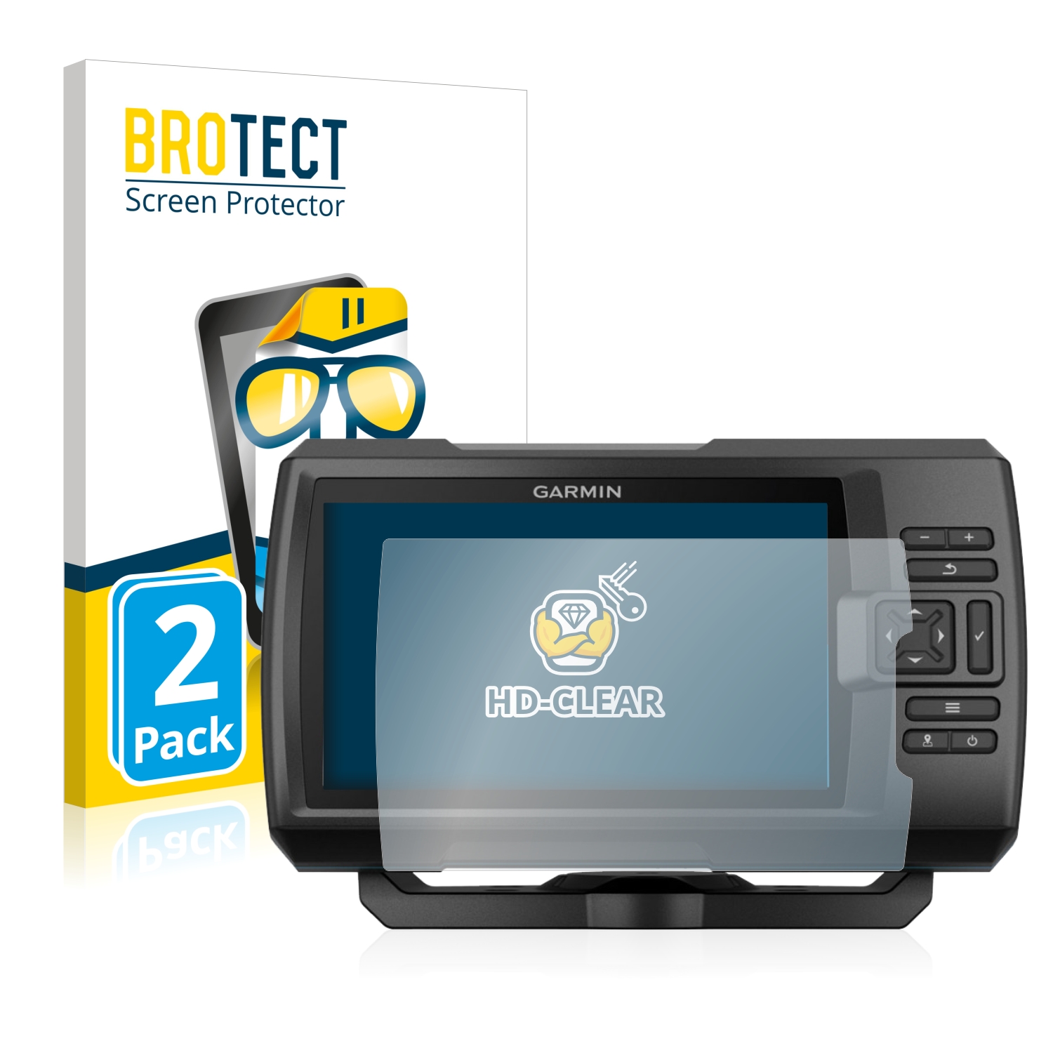 2x BROTECT Displayschutz-Folie pro Garmin Striker Plus 5cv