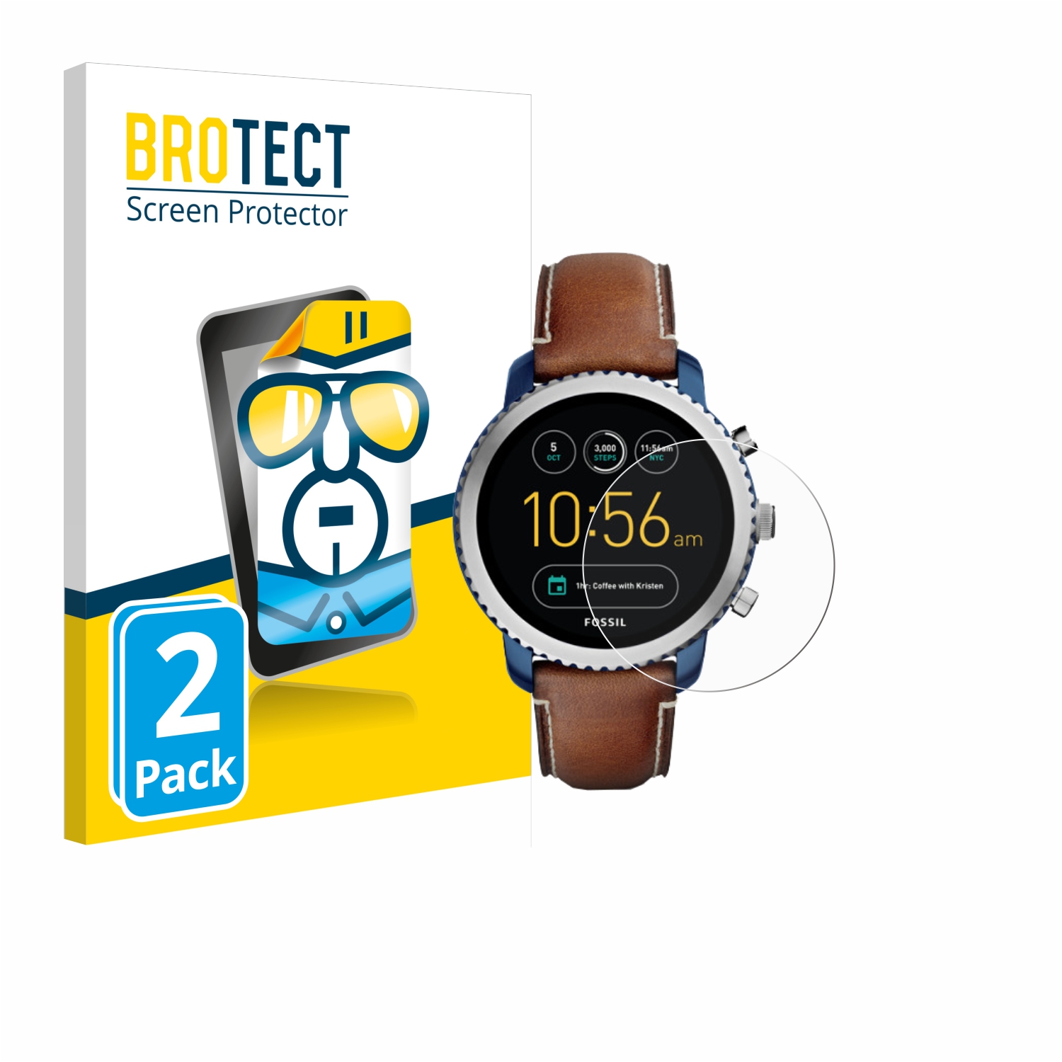 2x BROTECT Displayschutz-Folie pro Fossil Q Explorist (3.Gen)