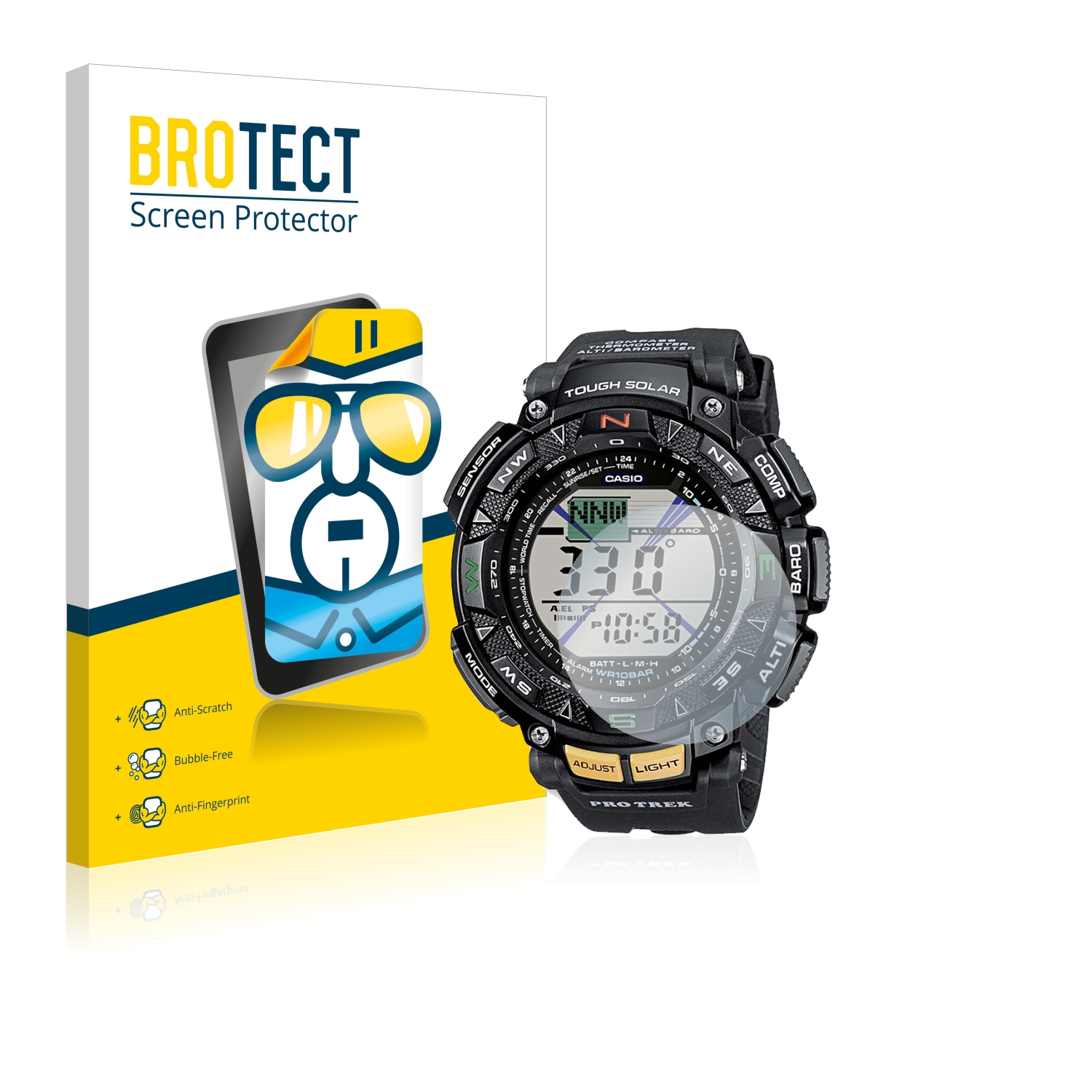2x BROTECT Displayschutz-Folie pro Casio Pro Trek PRG-240-1ER