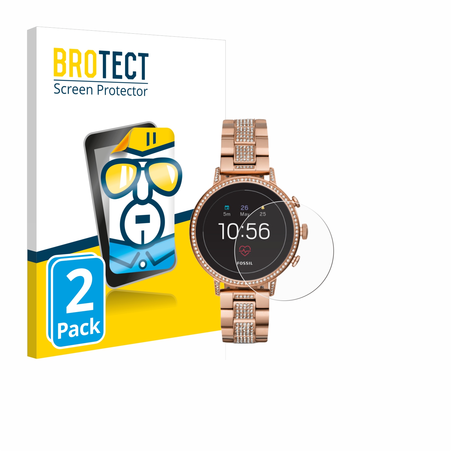 2x BROTECT Displayschutz-Folie pro Fossil Q Venture HR (4.Gen)