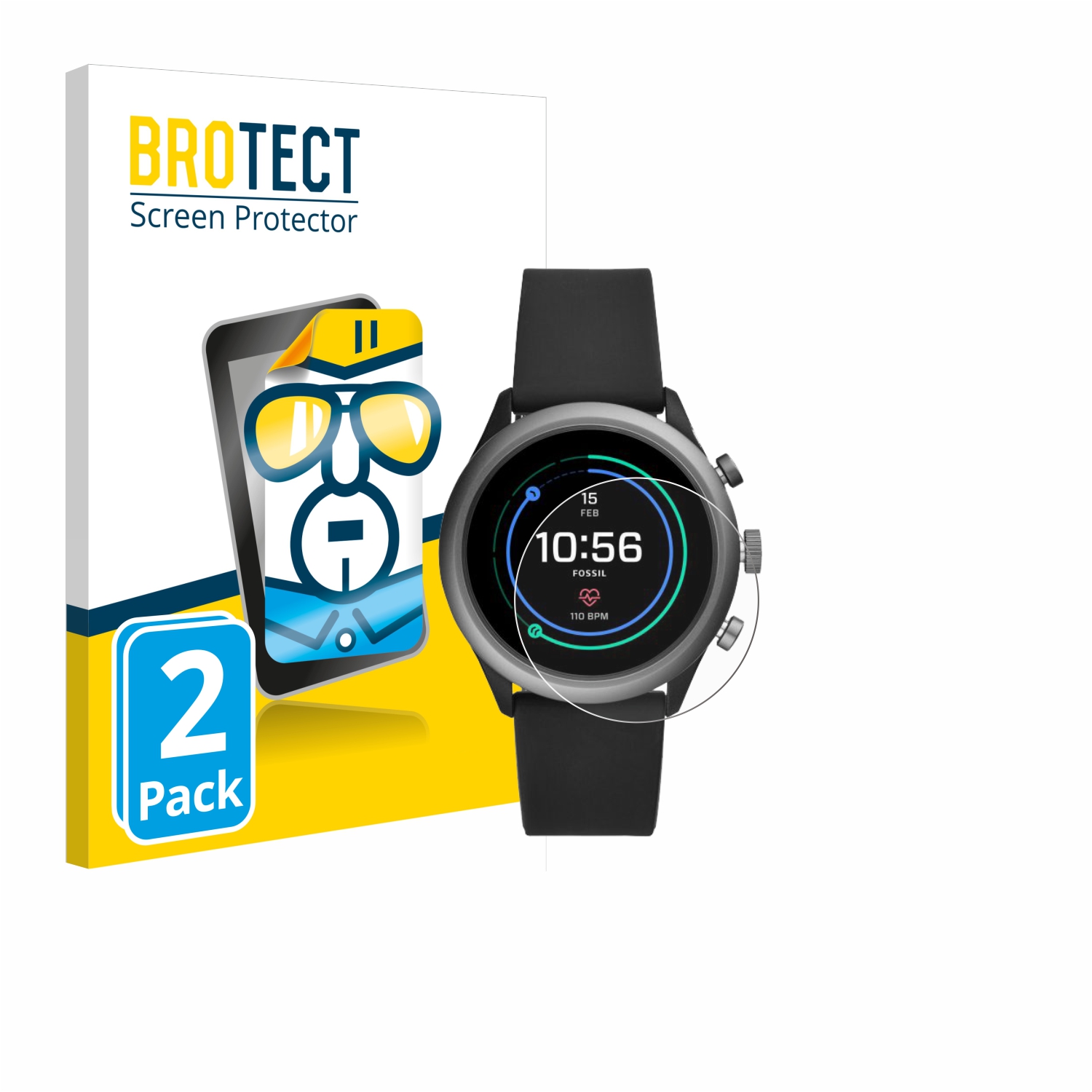 2x BROTECT Displayschutz-Folie pro Fossil Sport (43 mm)