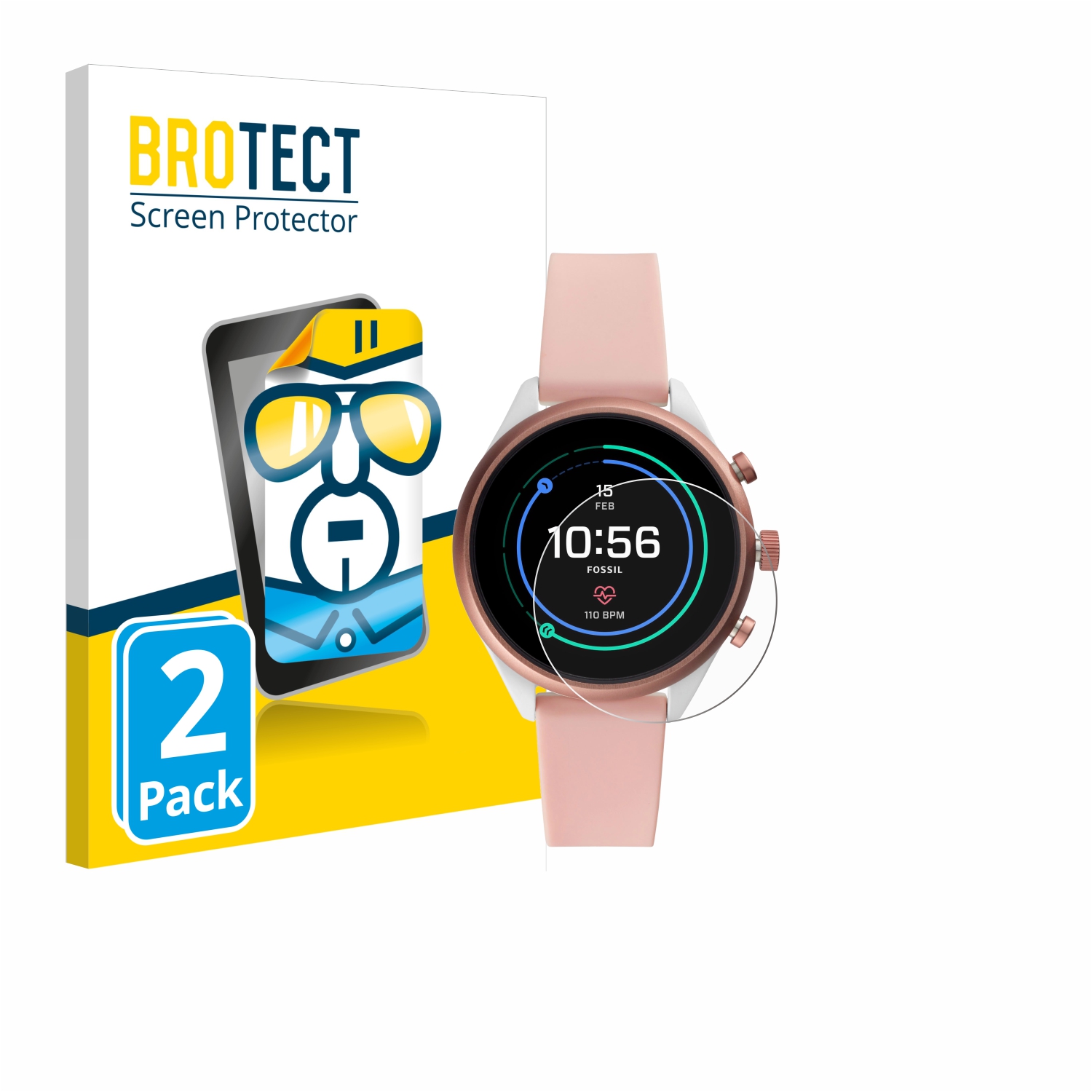 2x BROTECT Displayschutz-Folie pro Fossil Sport (41 mm)