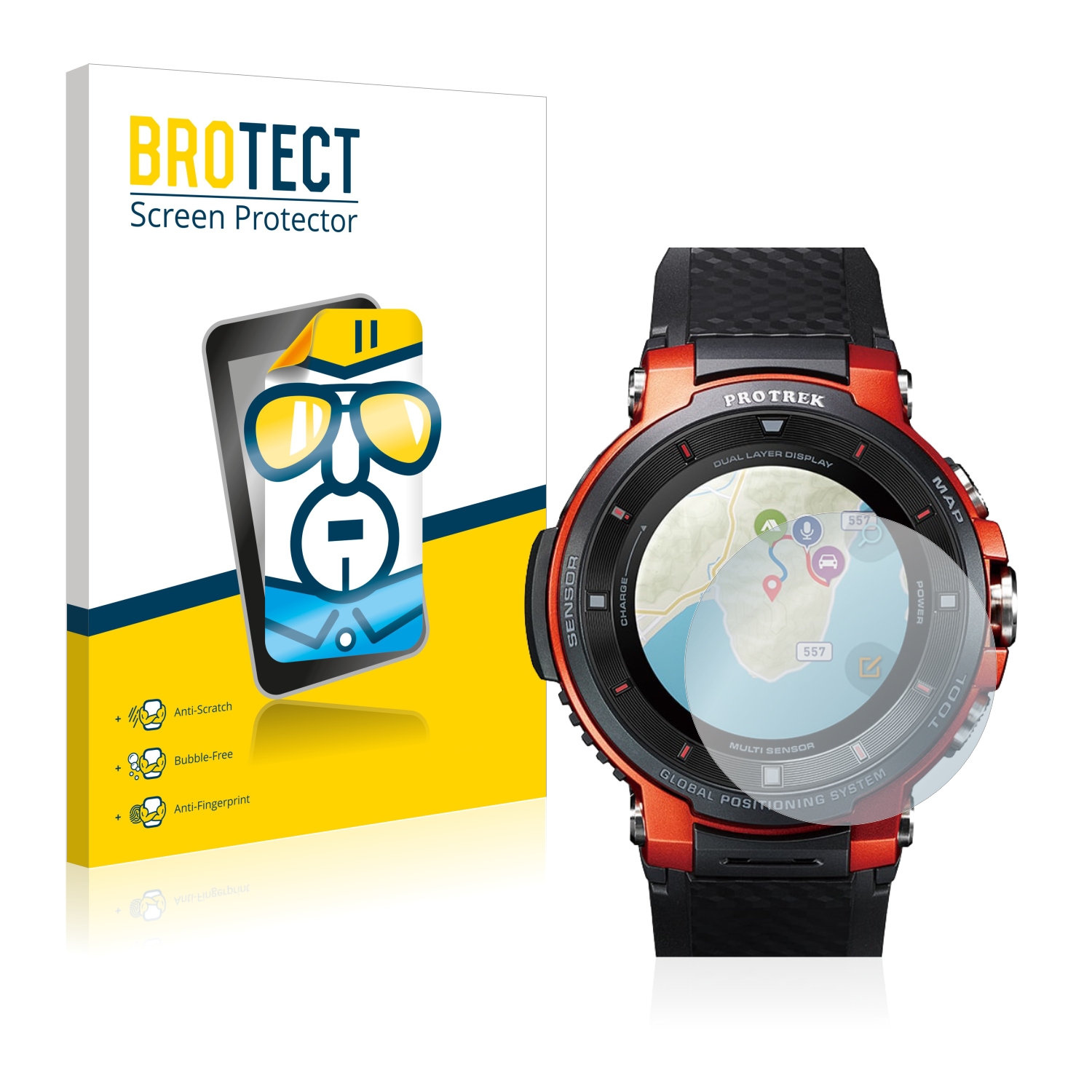 2x BROTECT Displayschutz-Folie pro Casio Pro Trek Smart WSD-F30