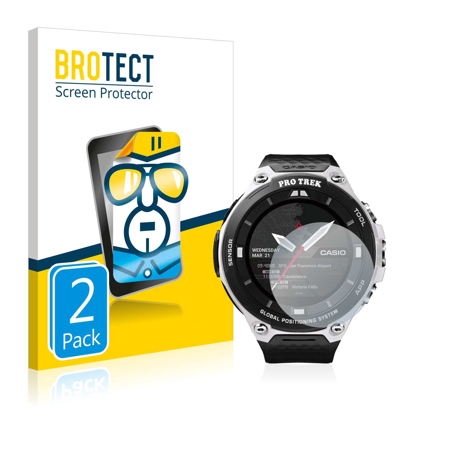 2x BROTECT Displayschutz-Folie pro Casio Pro Trek Smart WSD-F20