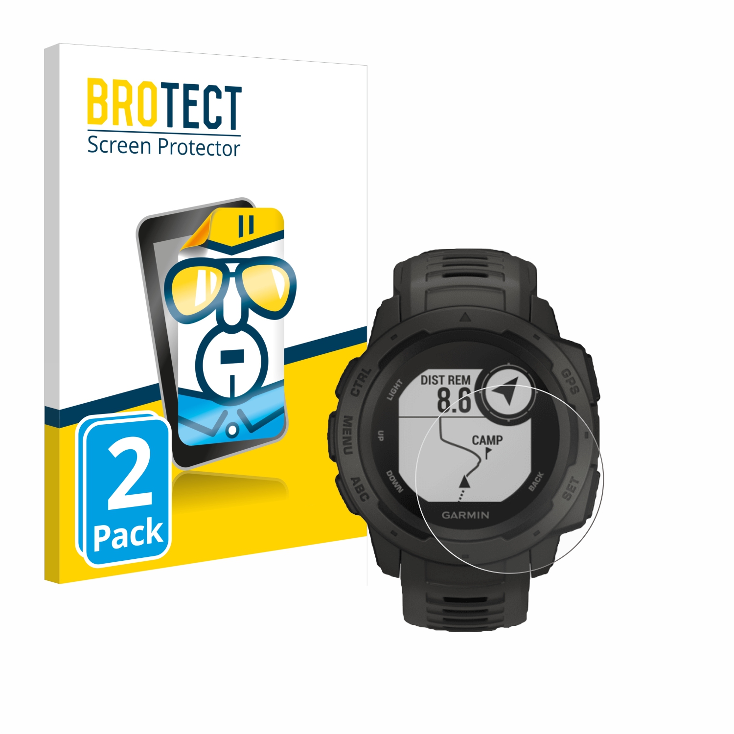 2x BROTECT Displayschutz-Folie pro Garmin Instinct Tactical Edition