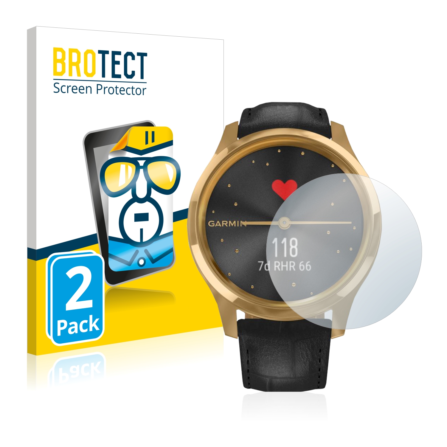 2x BROTECT Displayschutz-Folie pro Garmin vivomove Luxe (42 mm)