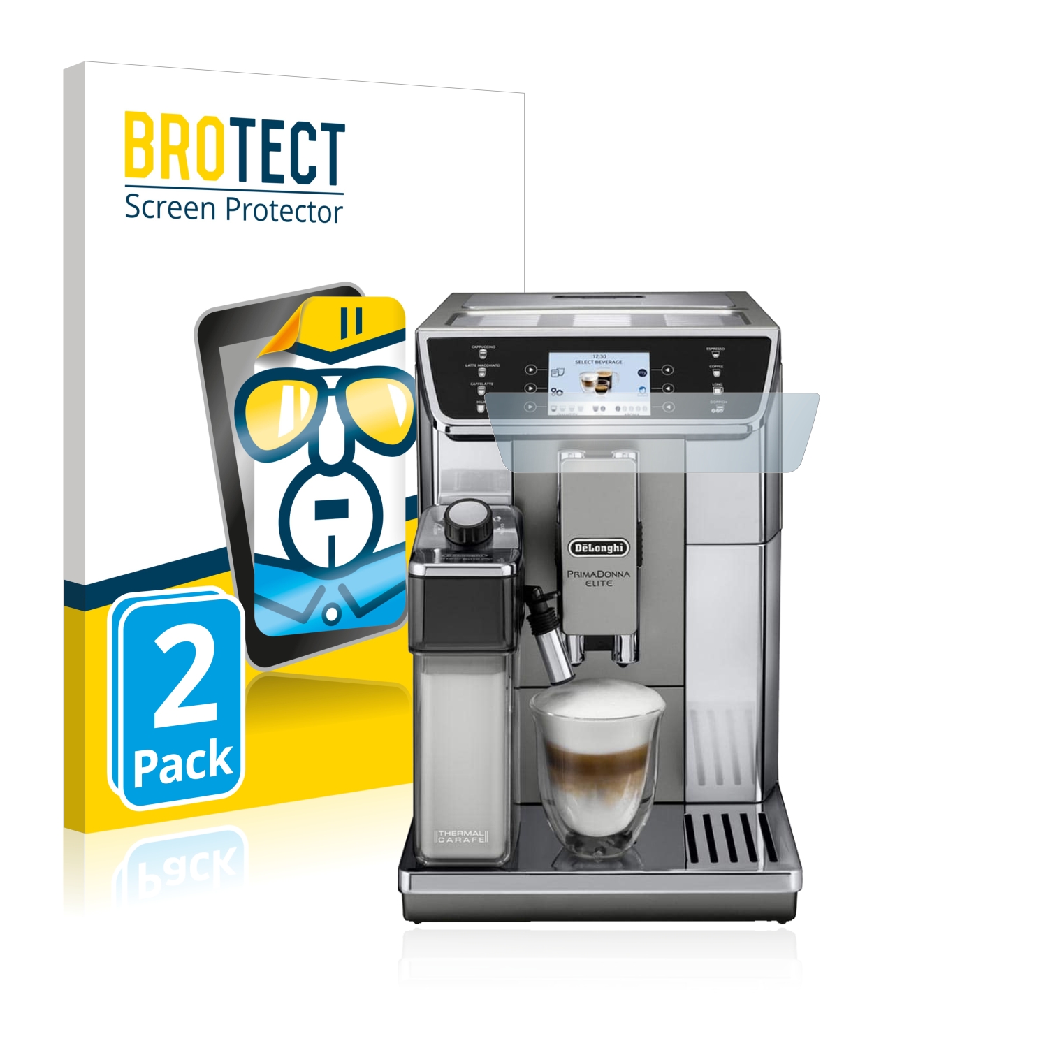 2x BROTECT Displayschutz-Folie pro DeLonghi Primadonna Elite ECAM650.55.MS