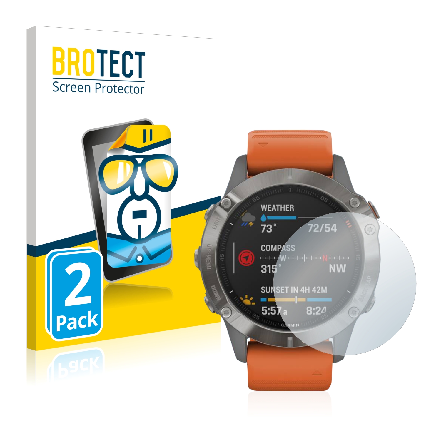 2x BROTECT Displayschutz-Folie pro Garmin Fenix 6