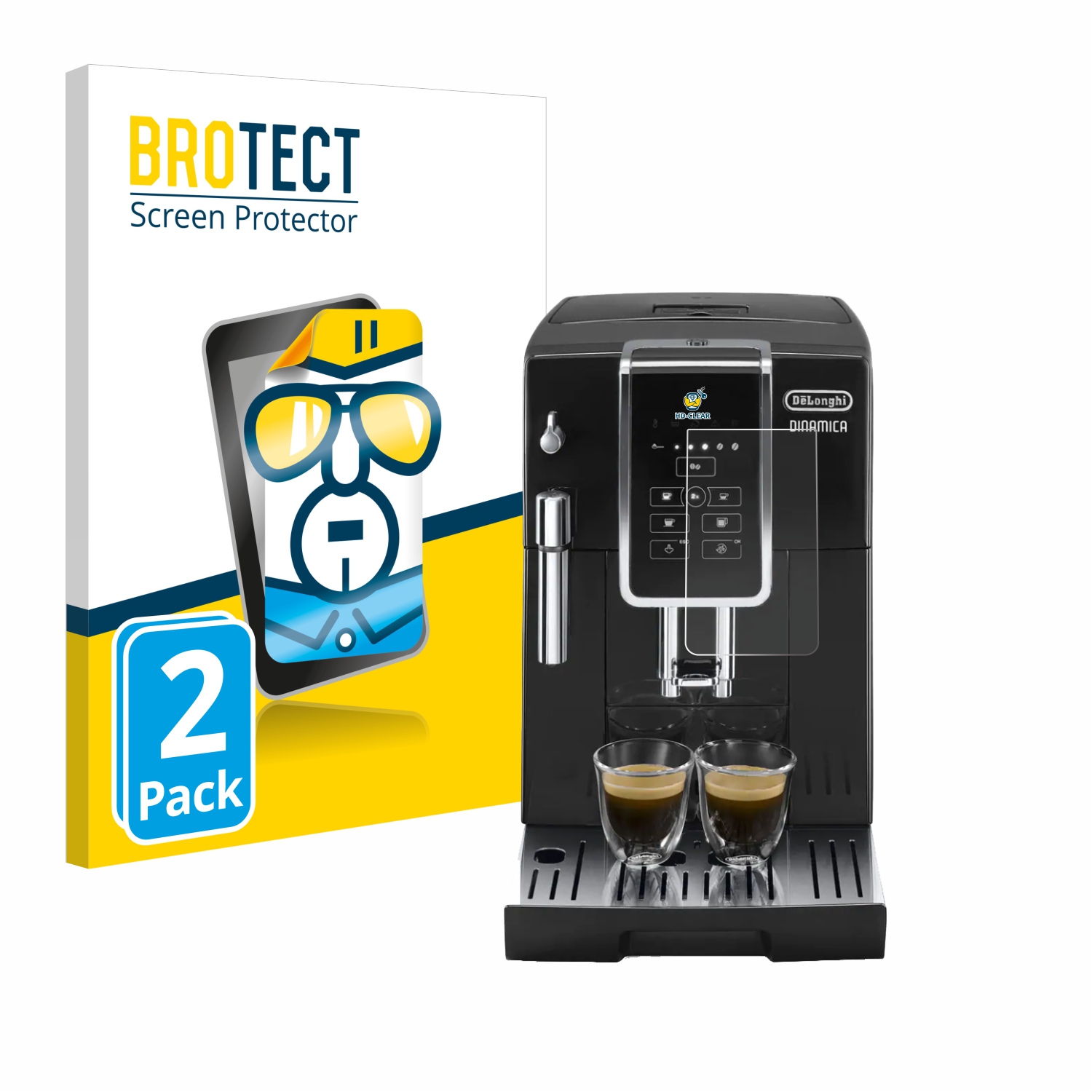 2x BROTECT Displayschutz-Folie pro DeLonghi Dinamica ECAM350.15.B