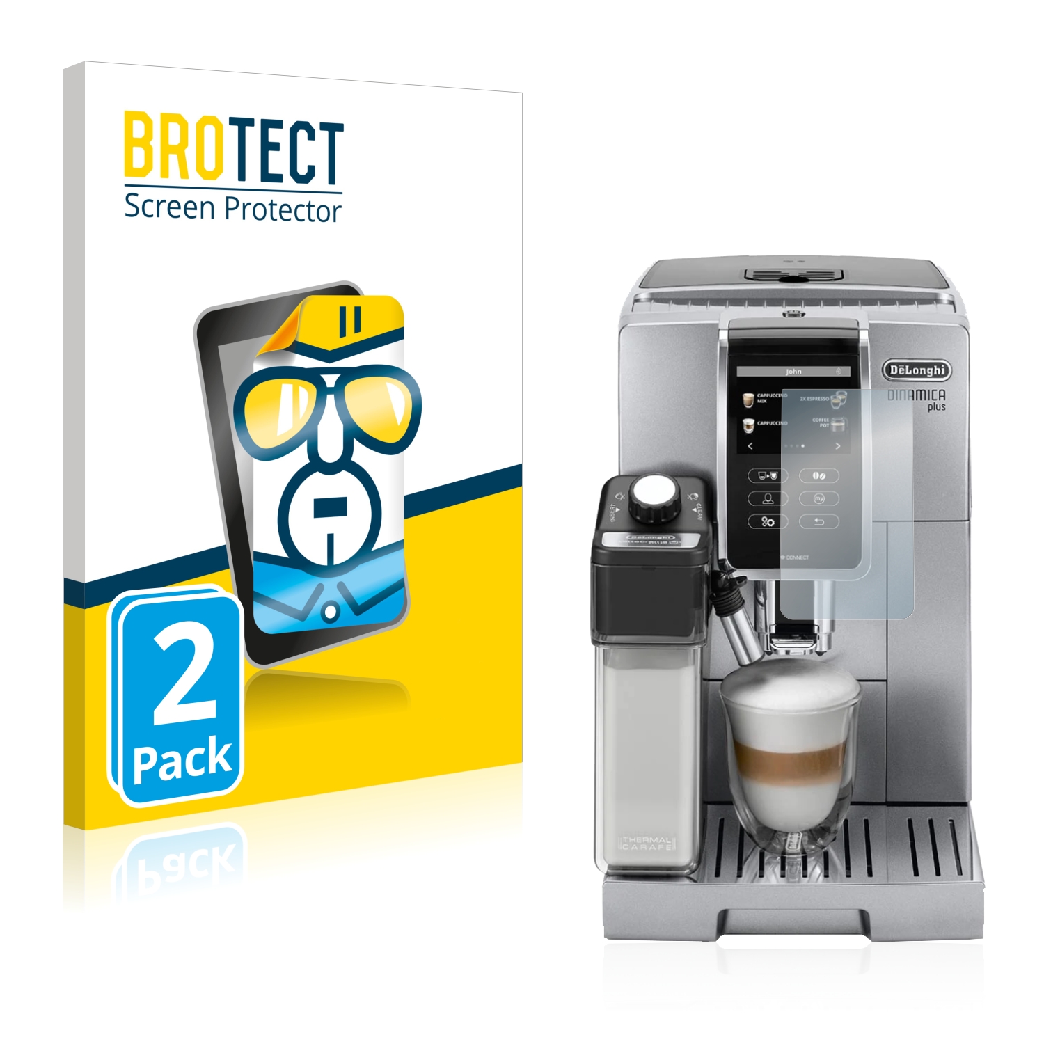 2x BROTECT Displayschutz-Folie pro DeLonghi Dinamica Plus ECAM370.95.S