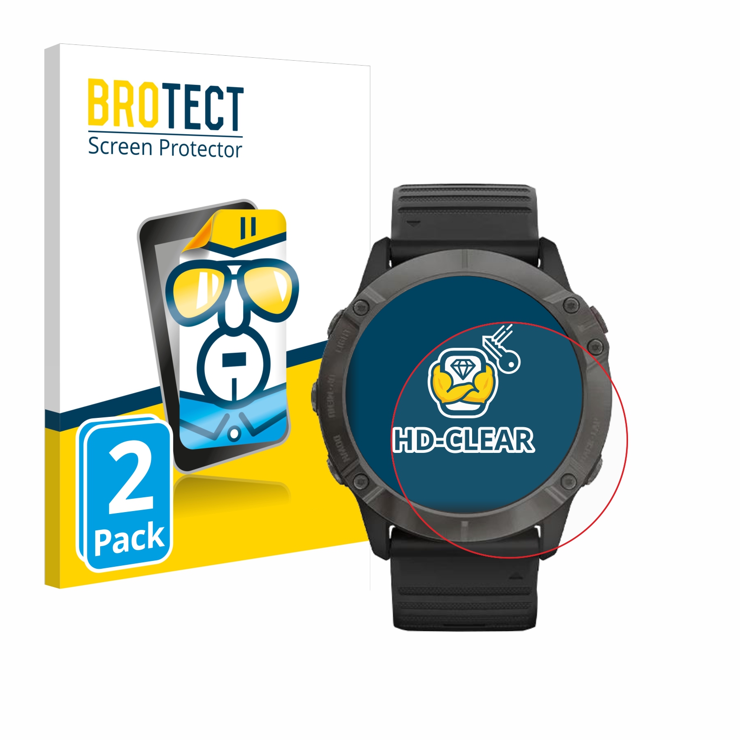 2x BROTECT Displayschutz-Folie pro Garmin Fenix 6X Pro Solar