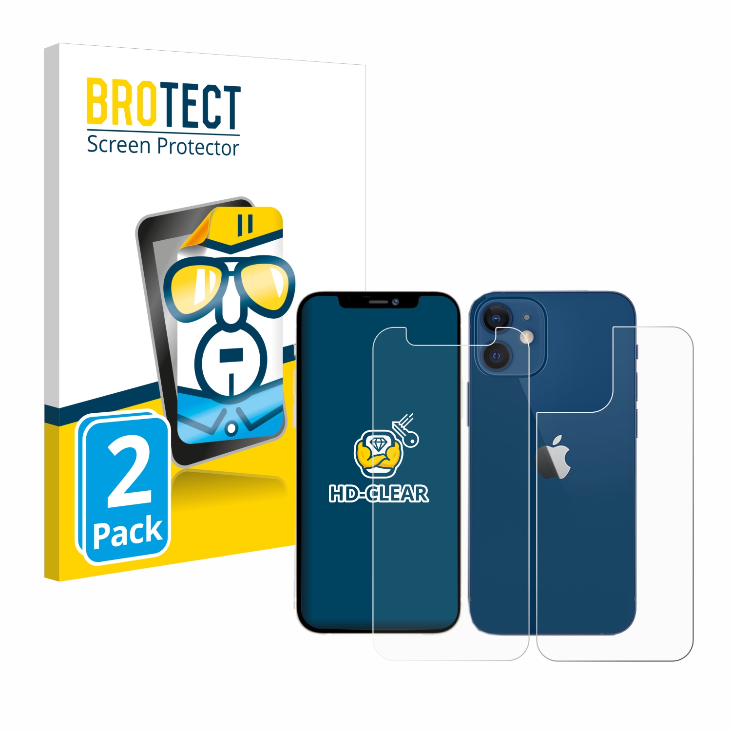 2x BROTECT Displayschutz-Folie pro Apple iPhone 12 mini (displej+zadní strana)