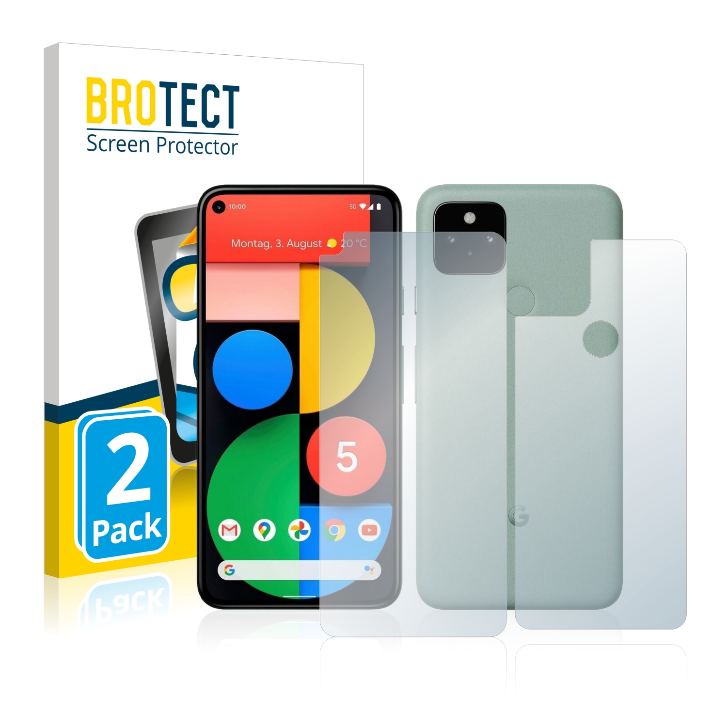 2x BROTECT Displayschutz-Folie pro Google Pixel 5 (displej+zadní strana)