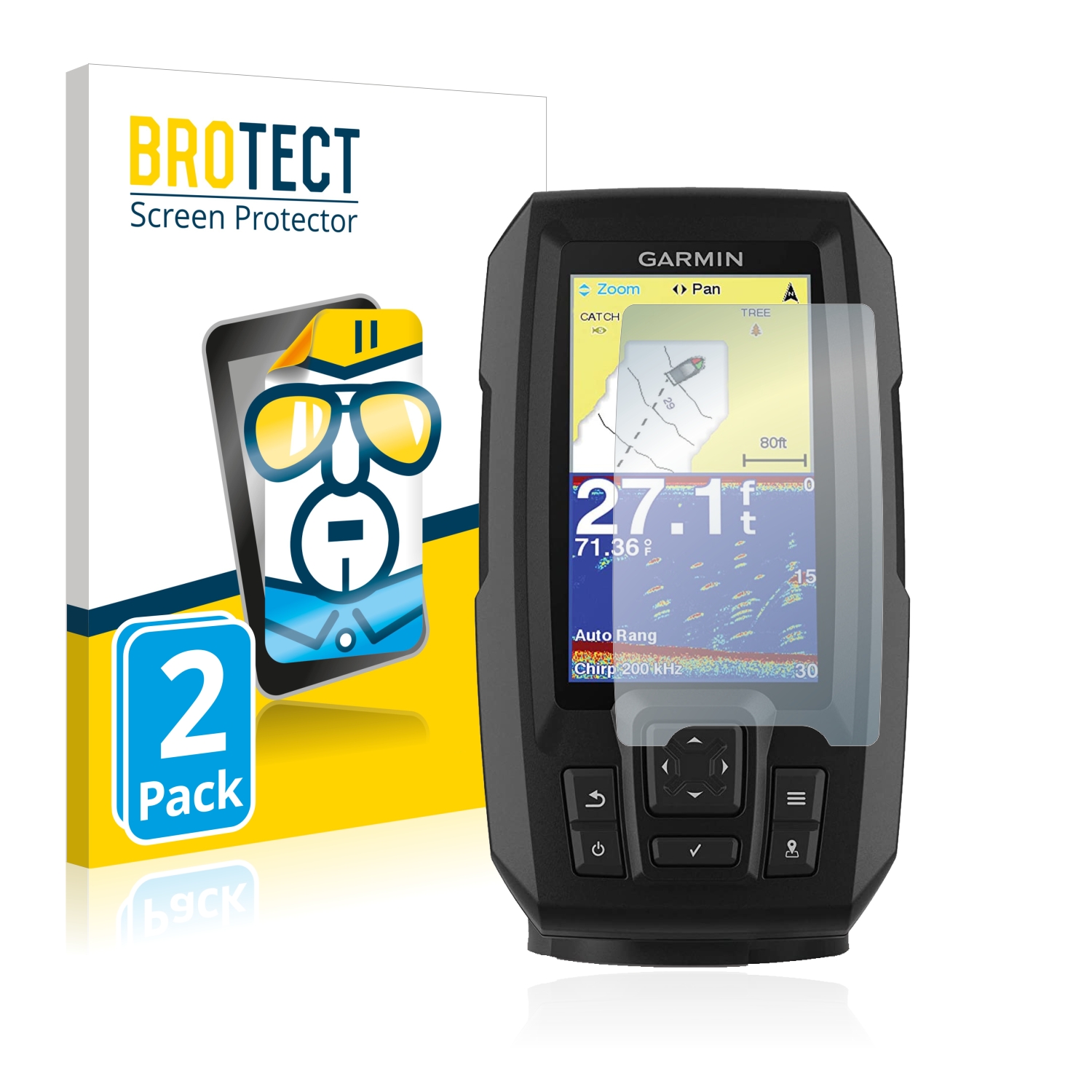 2x BROTECT Displayschutz-Folie pro Garmin Striker Vivid 4cv