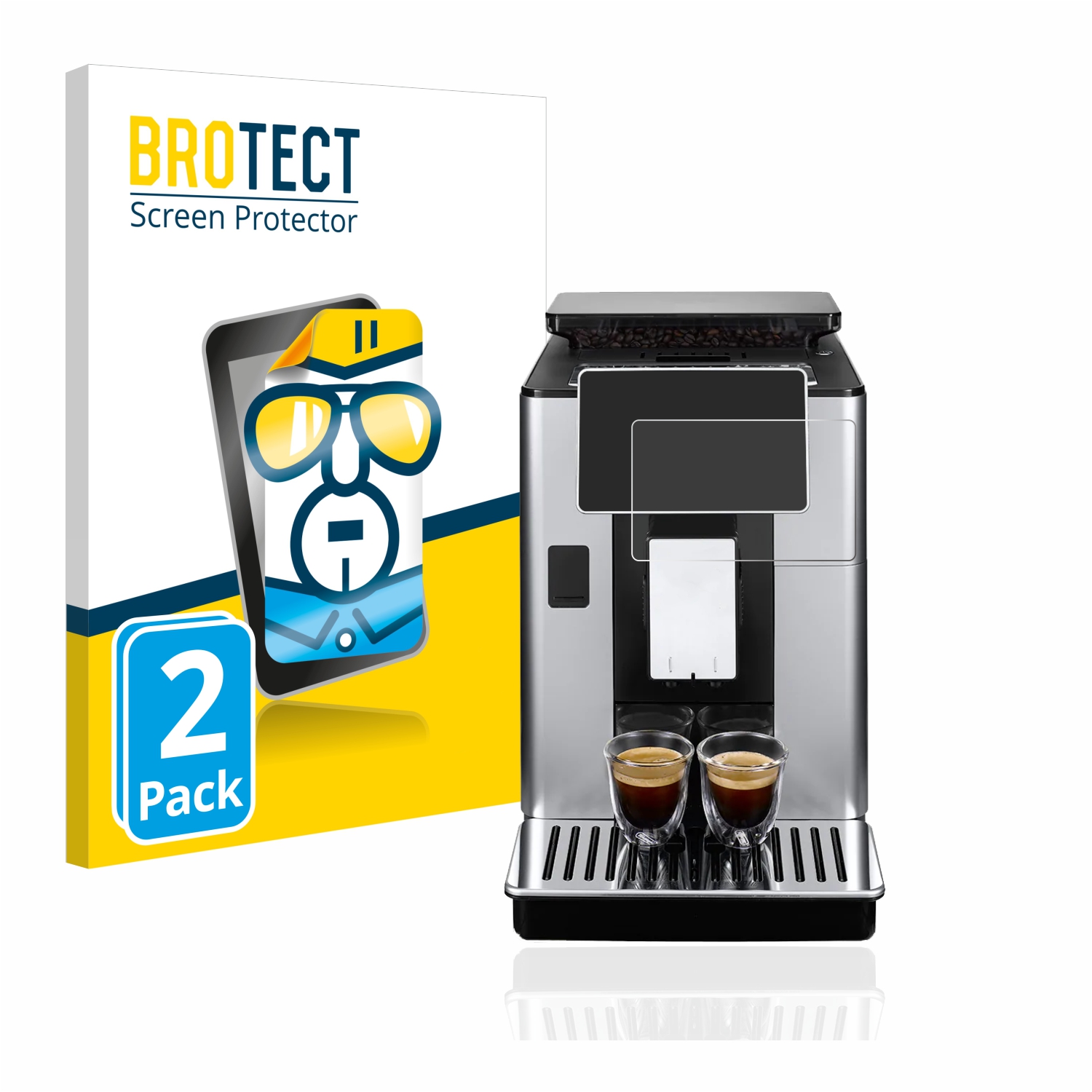 2x BROTECT Displayschutz-Folie pro DeLonghi PrimaDonna Soul ECAM610.75.MB