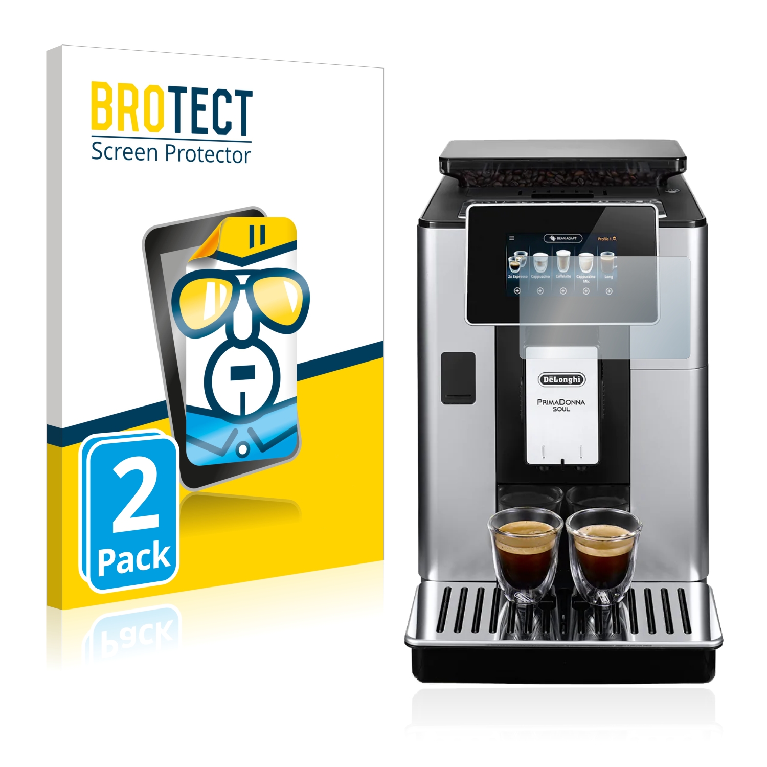 2x BROTECT Displayschutz-Folie pro DeLonghi PrimaDonna Soul ECAM610.74.MB