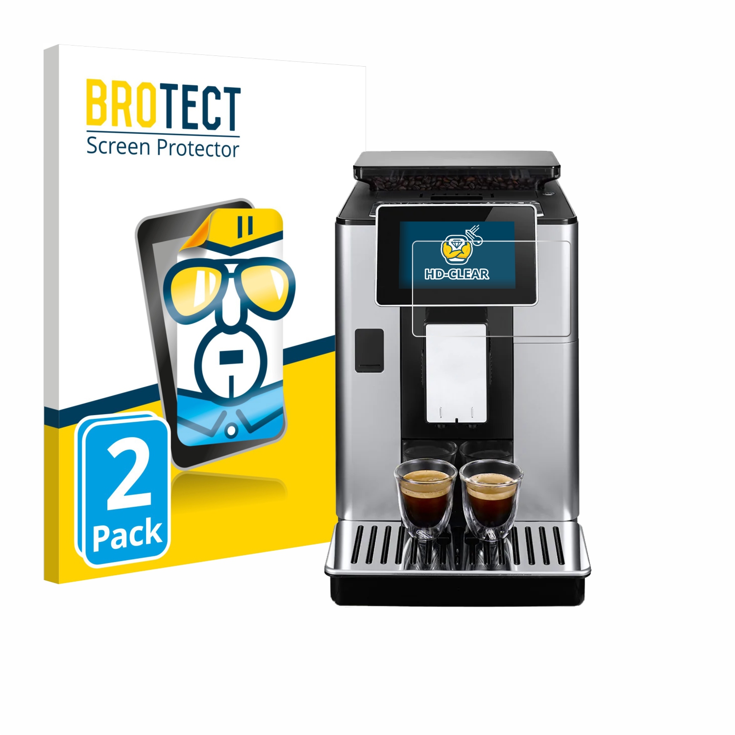 2x BROTECT Displayschutz-Folie pro DeLonghi PrimaDonna Soul ECAM612.55.SB