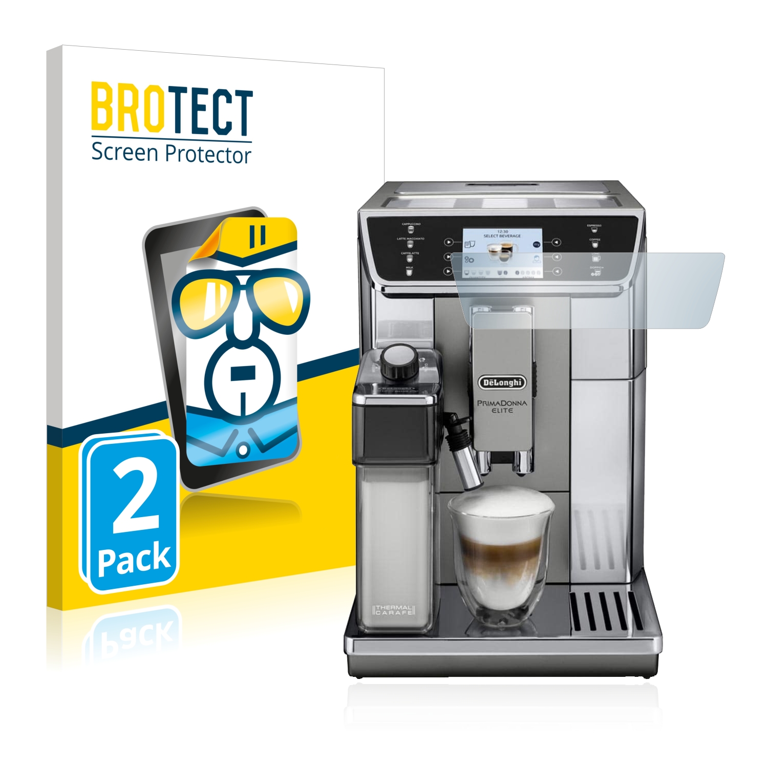 2x BROTECT Displayschutz-Folie pro DeLonghi Primadonna Elite ECAM650.85.MS