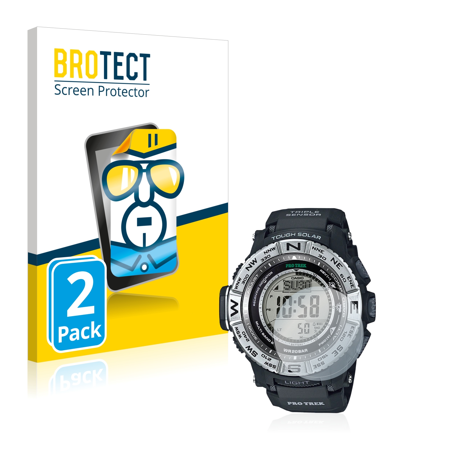 2x BROTECT Displayschutz-Folie pro Casio Pro Trek PRW-3500-1