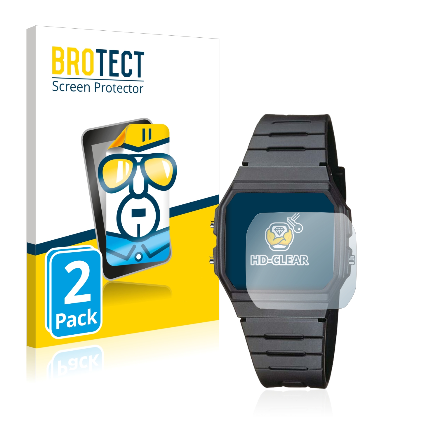 2x BROTECT Displayschutz-Folie pro Casio Collection Unisex F-91W