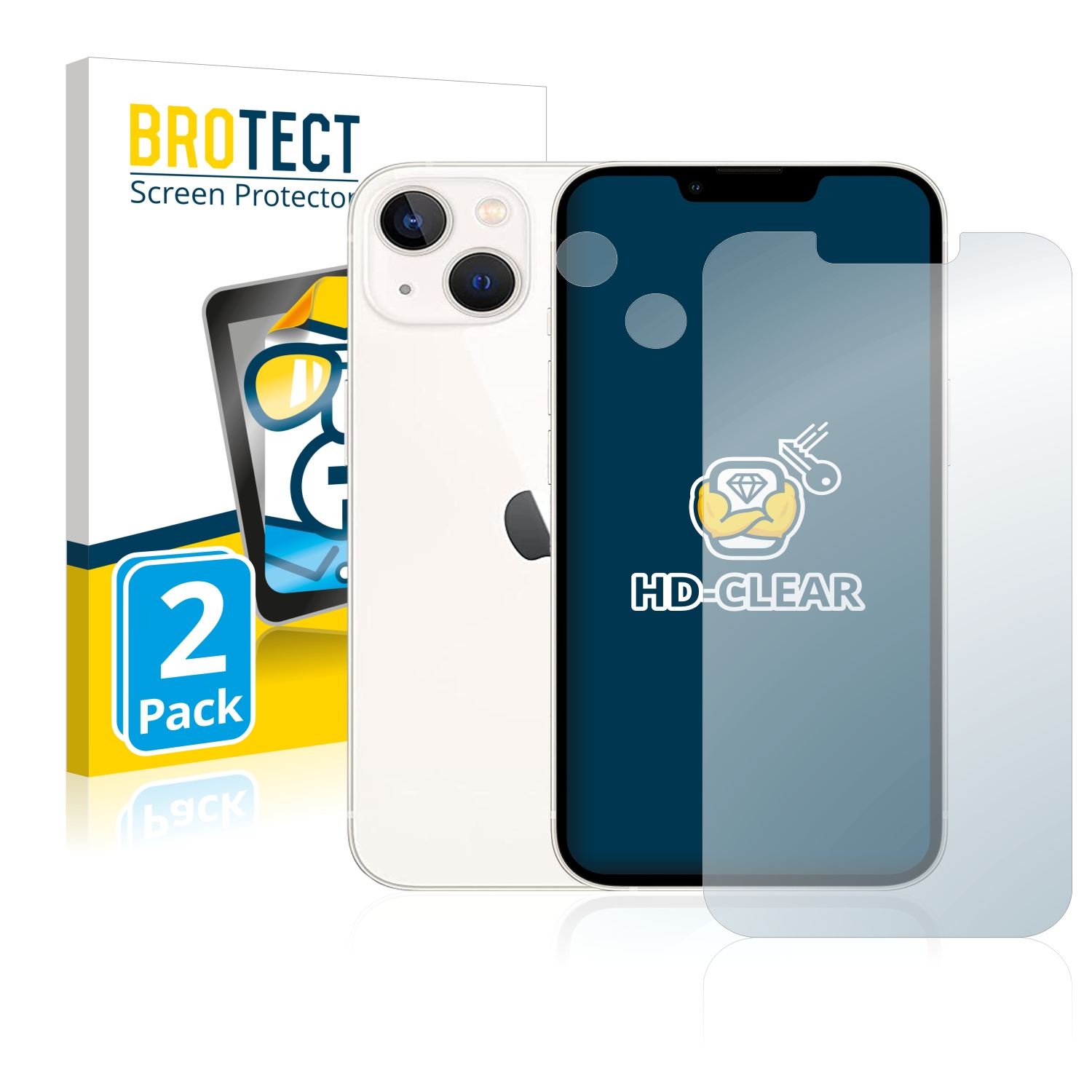 2x BROTECT Displayschutz-Folie pro Apple iPhone 13 (displej+Kamera)