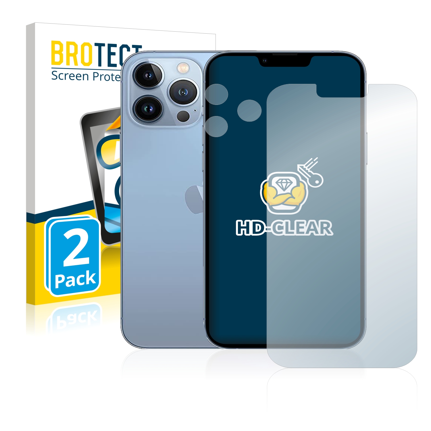 2x BROTECT Displayschutz-Folie pro Apple iPhone 13 Pro Max (displej+Kamera)