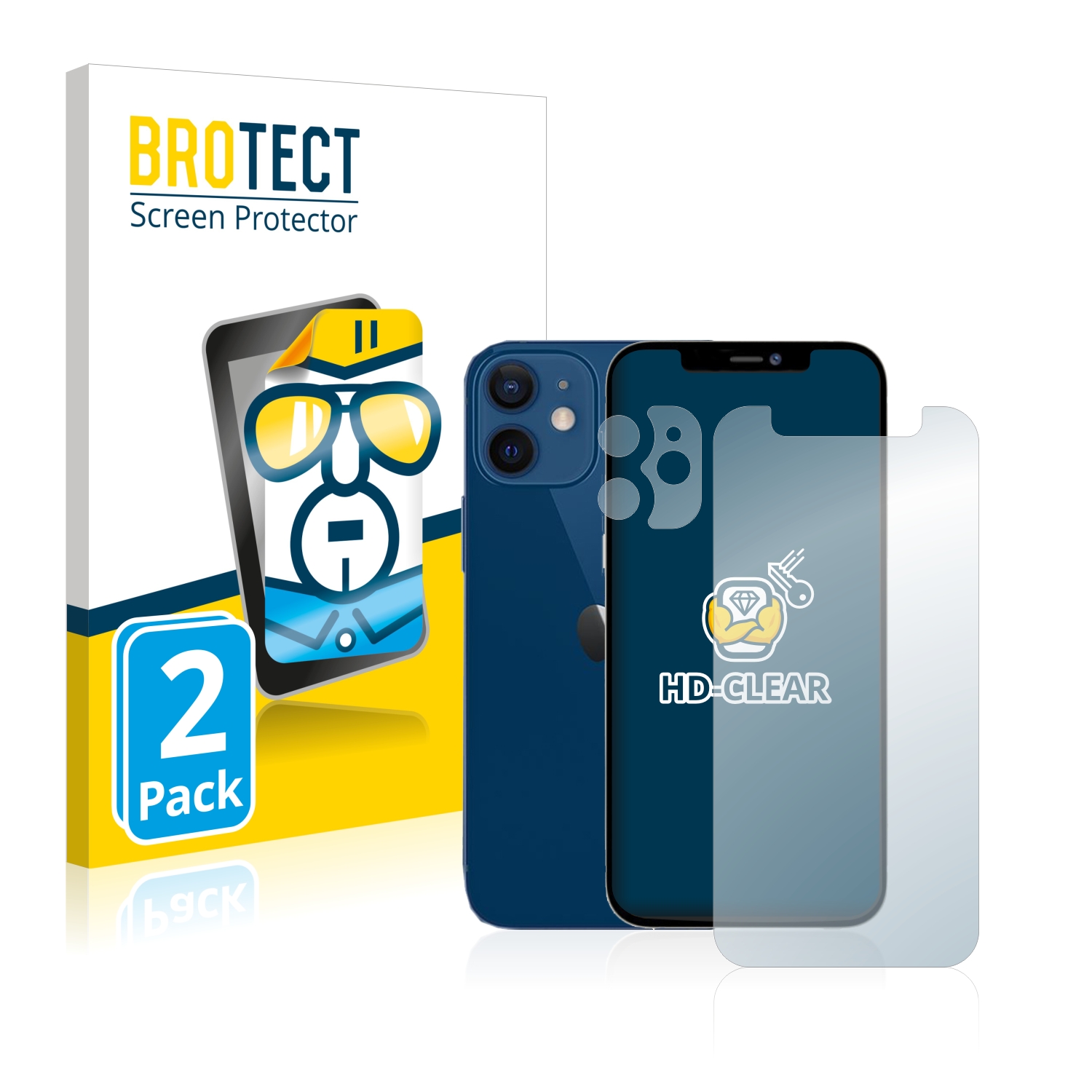 2x BROTECT Displayschutz-Folie pro Apple iPhone 12 mini (displej+Kamera)