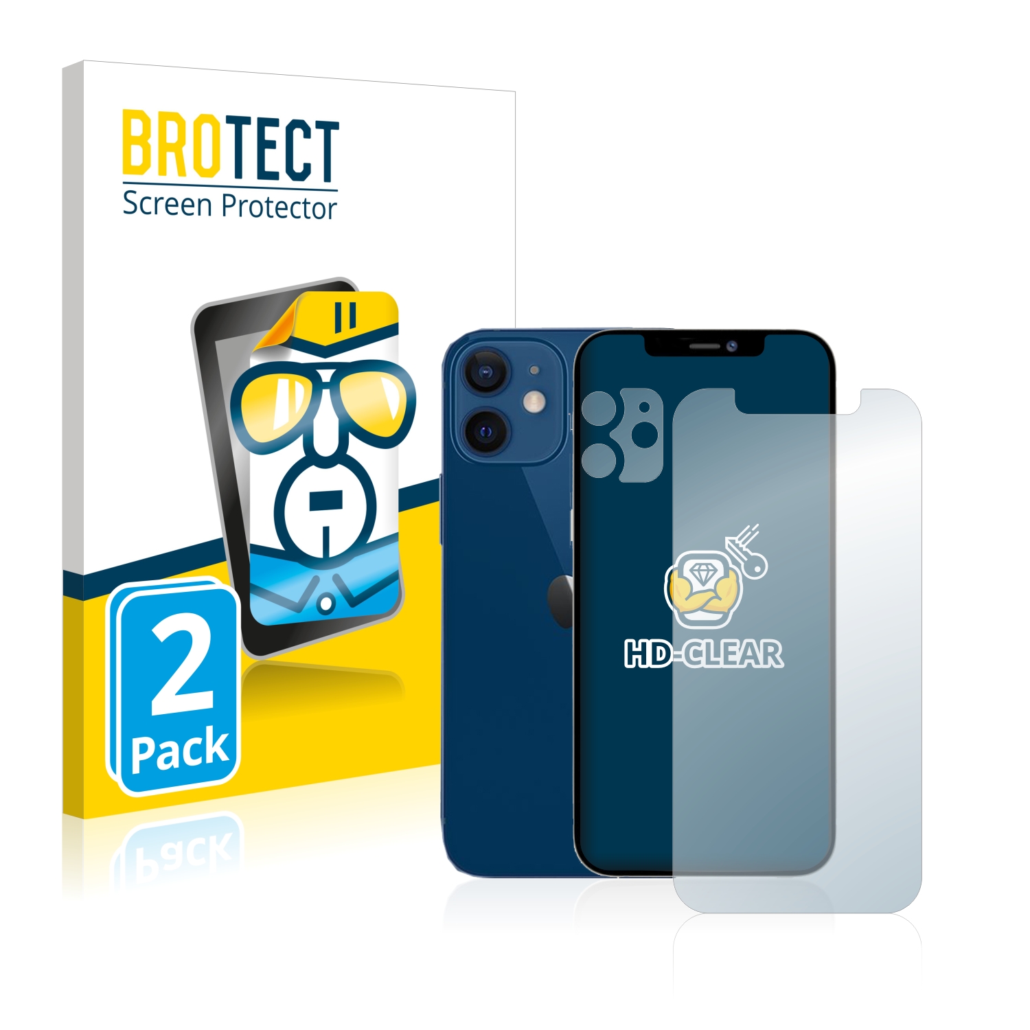 2x BROTECT Displayschutz-Folie pro Apple iPhone 12 (displej+Kamera)