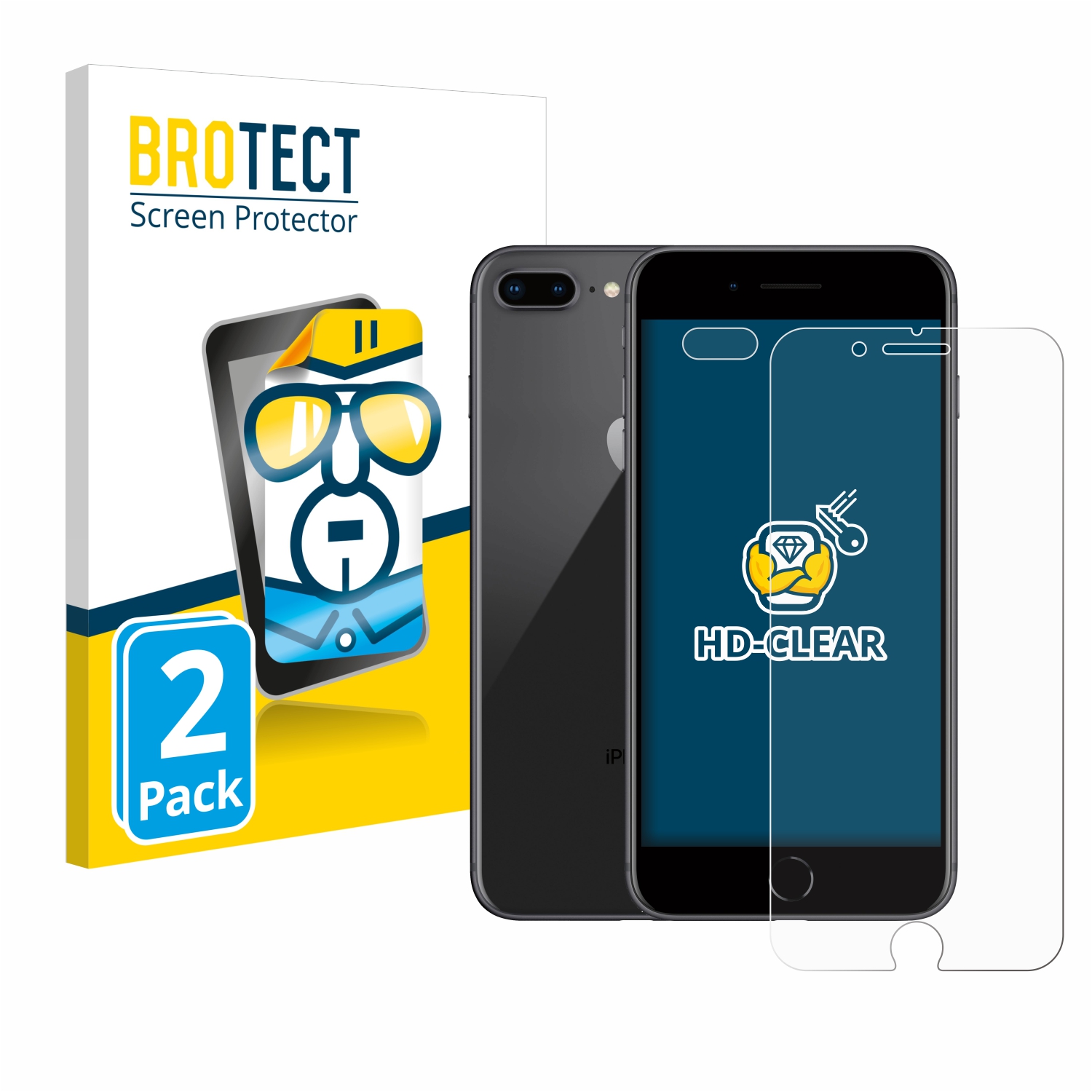 2x BROTECT Displayschutz-Folie pro Apple iPhone 8 Plus (displej+Kamera)