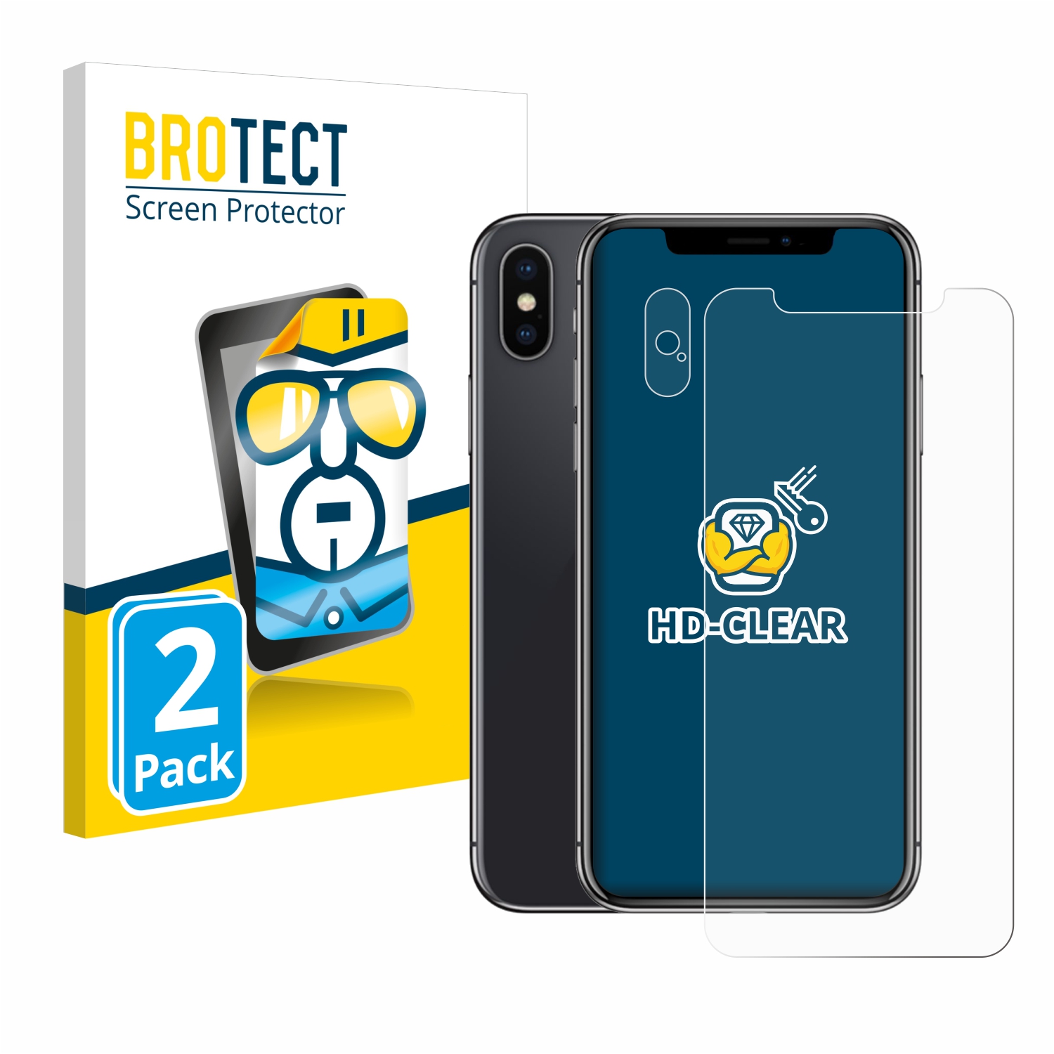 2x BROTECT Displayschutz-Folie pro Apple iPhone X (displej+Kamera)